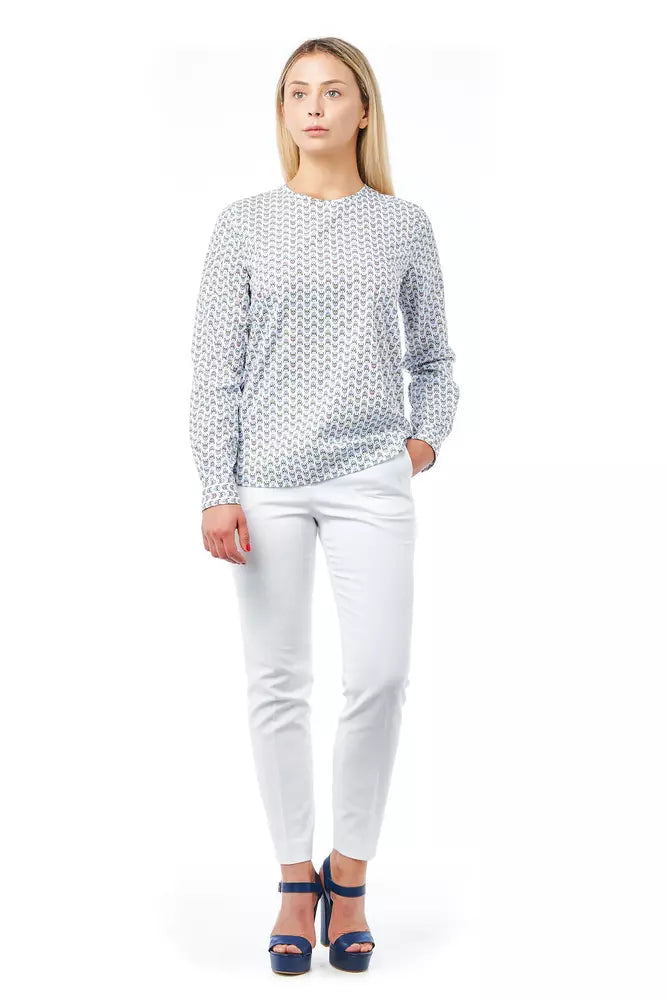 Bagutta White Cotton Women Blouse with Skull Print
