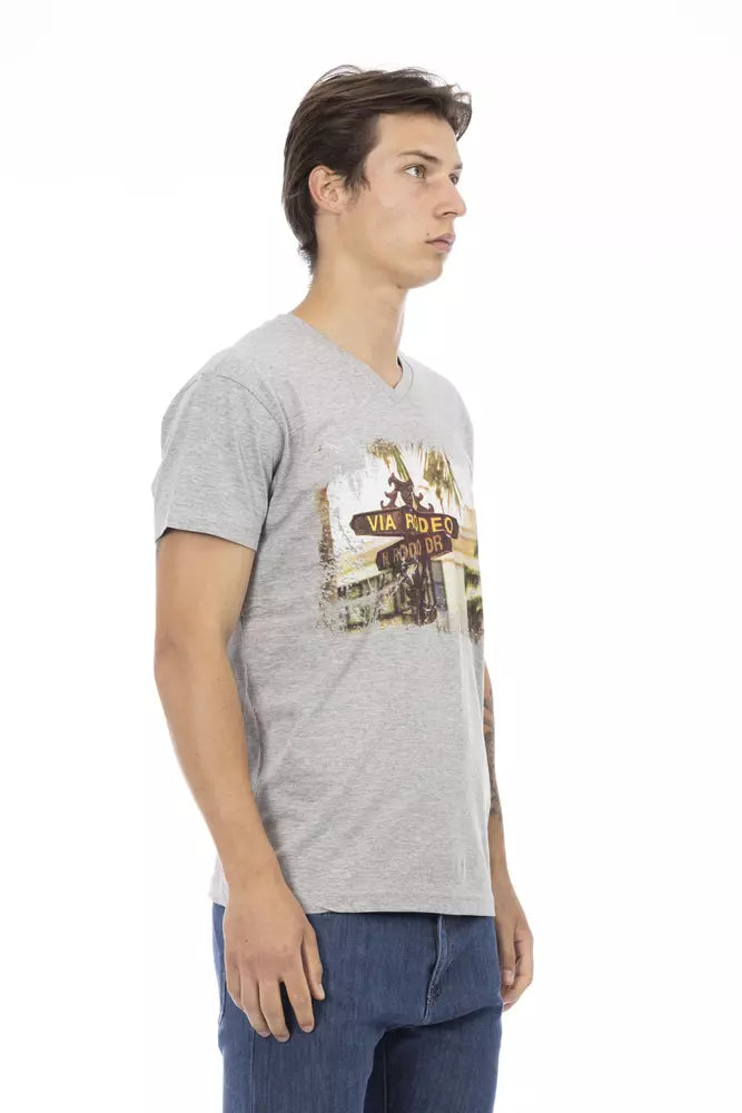 Ανδρικό μπλουζάκι Trussardi Action Grey Cotton