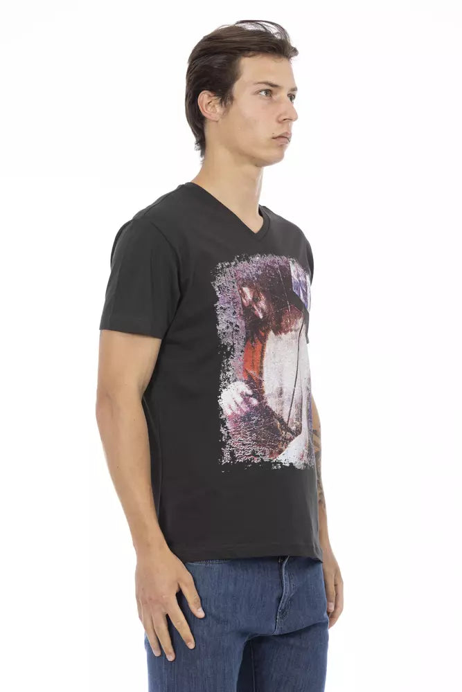 Ανδρικό T-shirt Trussardi Action Μαύρο βαμβακερό