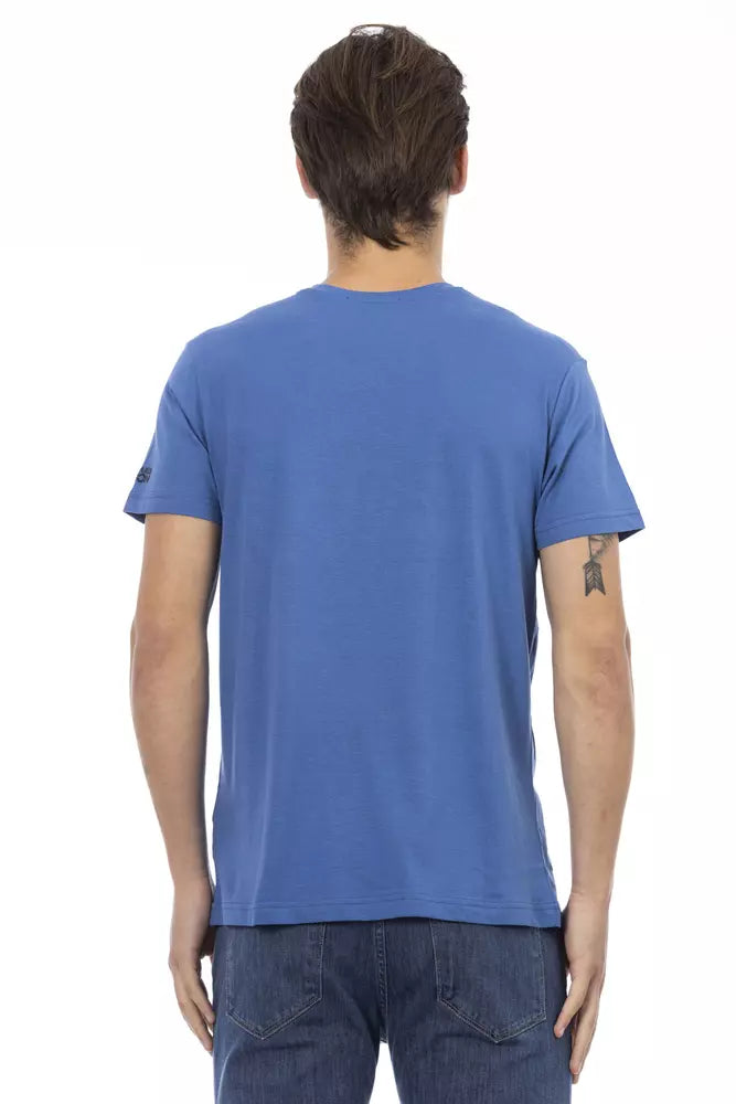 Ανδρικό T-shirt με λαιμόκοψη Trussardi Action Blue από βαμβάκι
