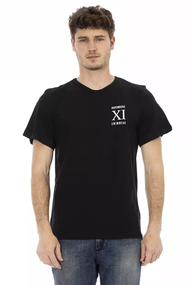 Ανδρικό μπλουζάκι από μαύρο βαμβάκι Bikkembergs