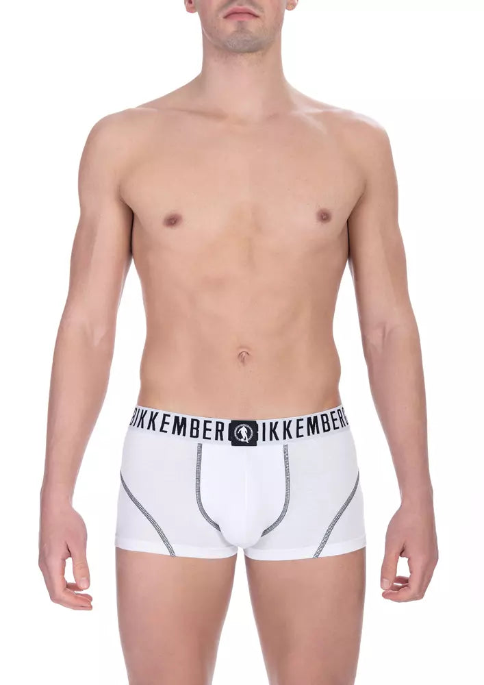 Bikkembergs White Cotton Men's Trunk Underwear Twin Pack