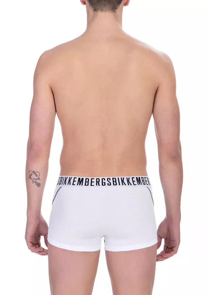 Bikkembergs White Cotton Men's Trunk Underwear Twin Pack