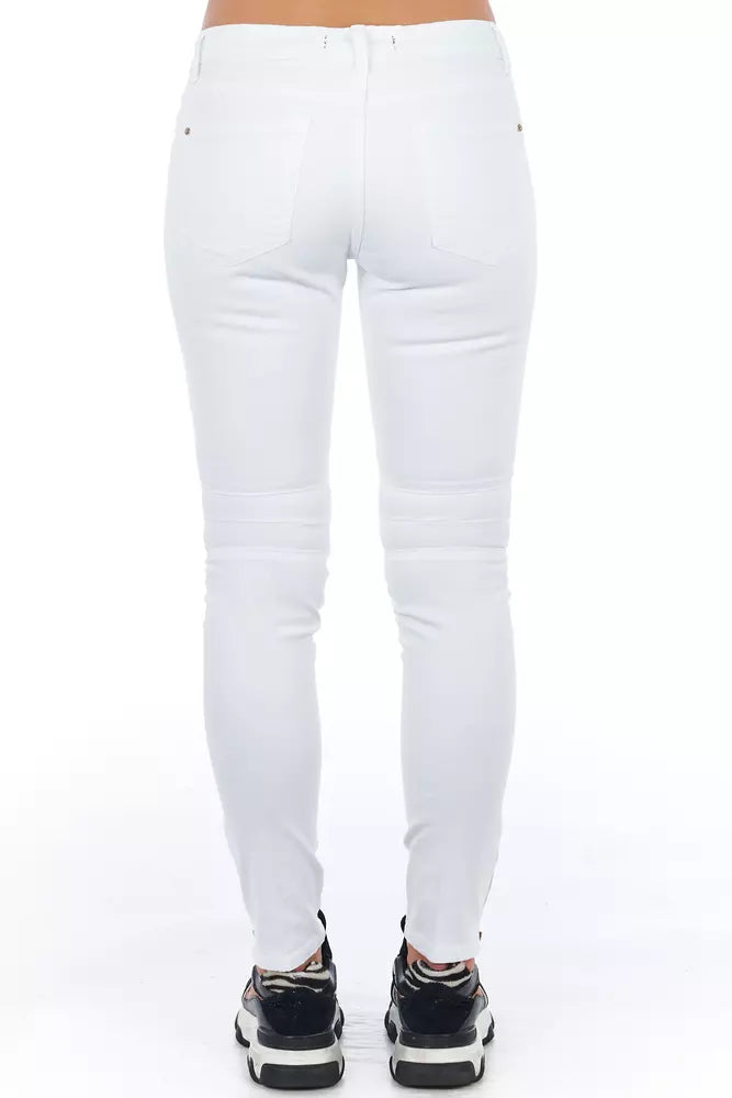 Frankie Morello White Cotton Γυναικείο Biker Jean