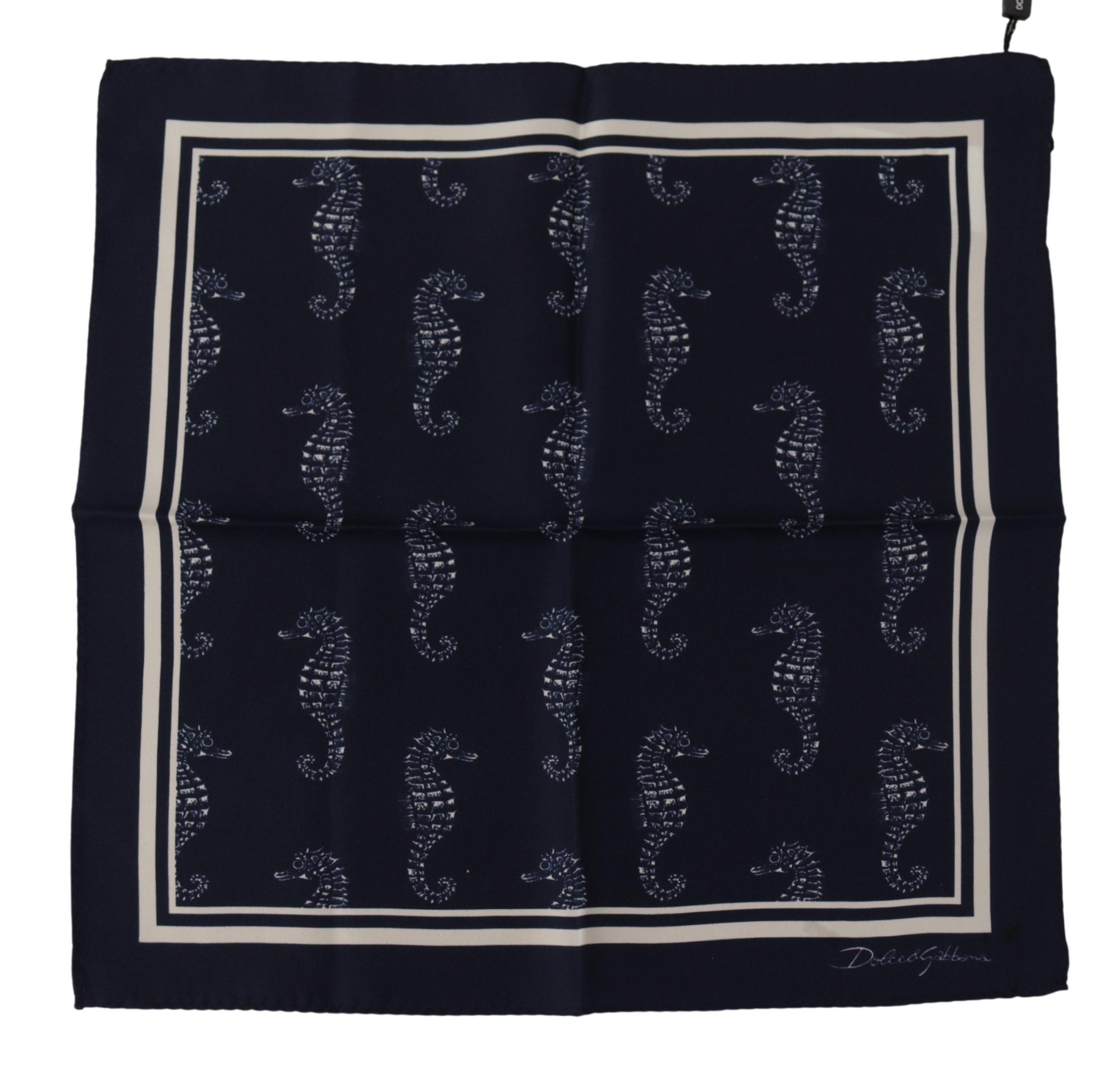 Κομψό ανδρικό κασκόλ Dolce & Gabbana Silk Blue Seahorse