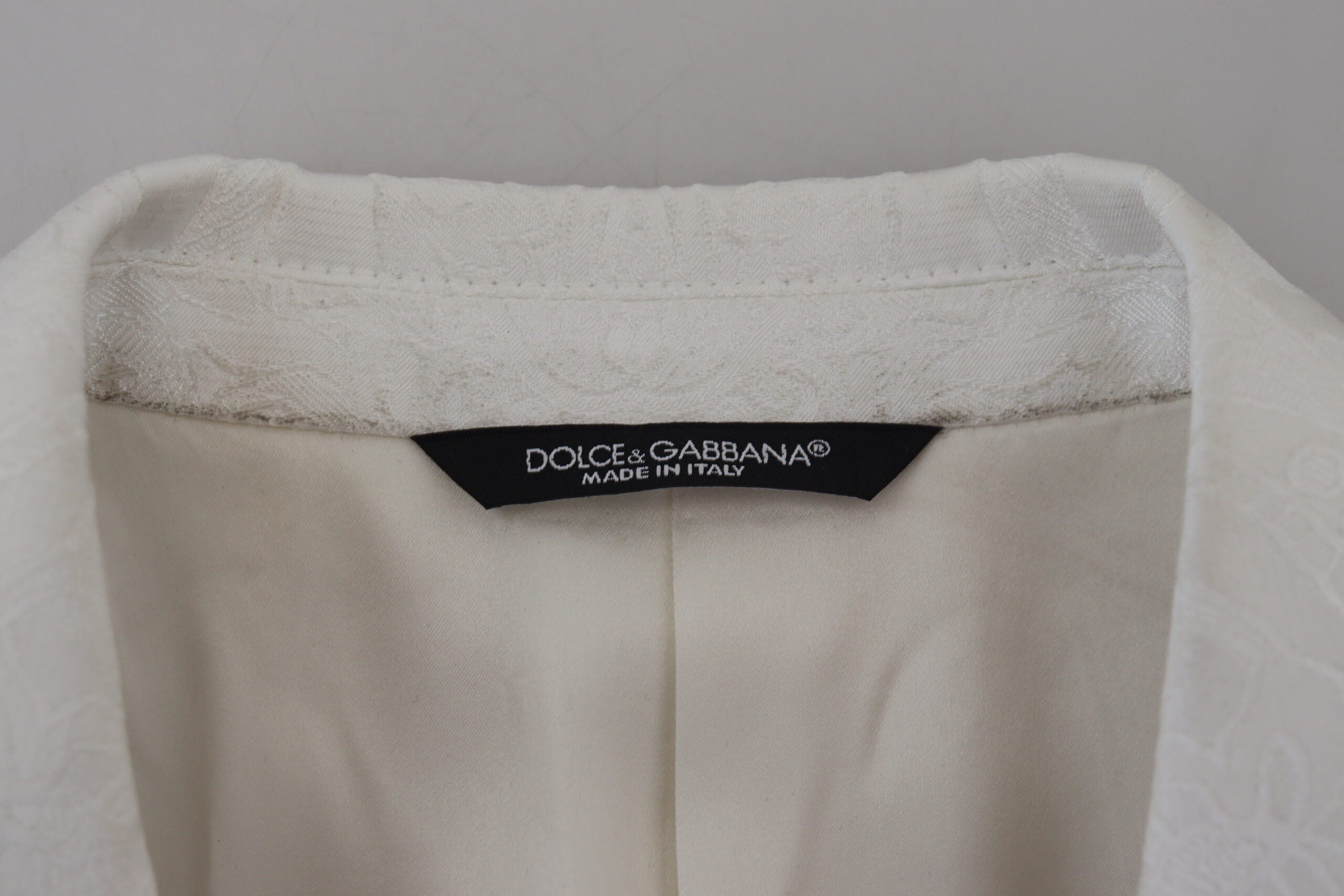 Dolce & Gabbana Κομψή λευκή φλοράλ μπροκάρ καμπαρντίνα