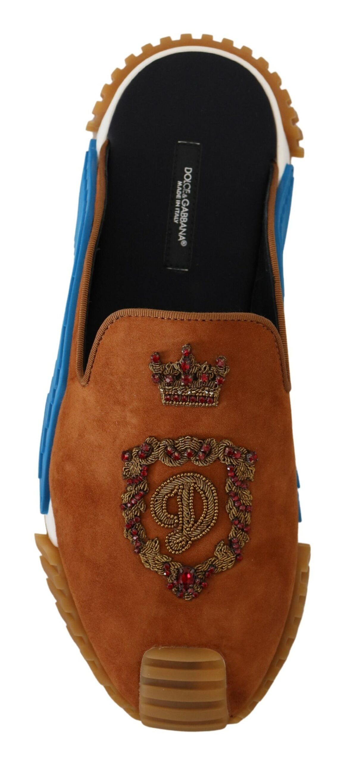 Dolce & Gabbana Beaded Elegance Suede Slides σε μπεζ χρώμα