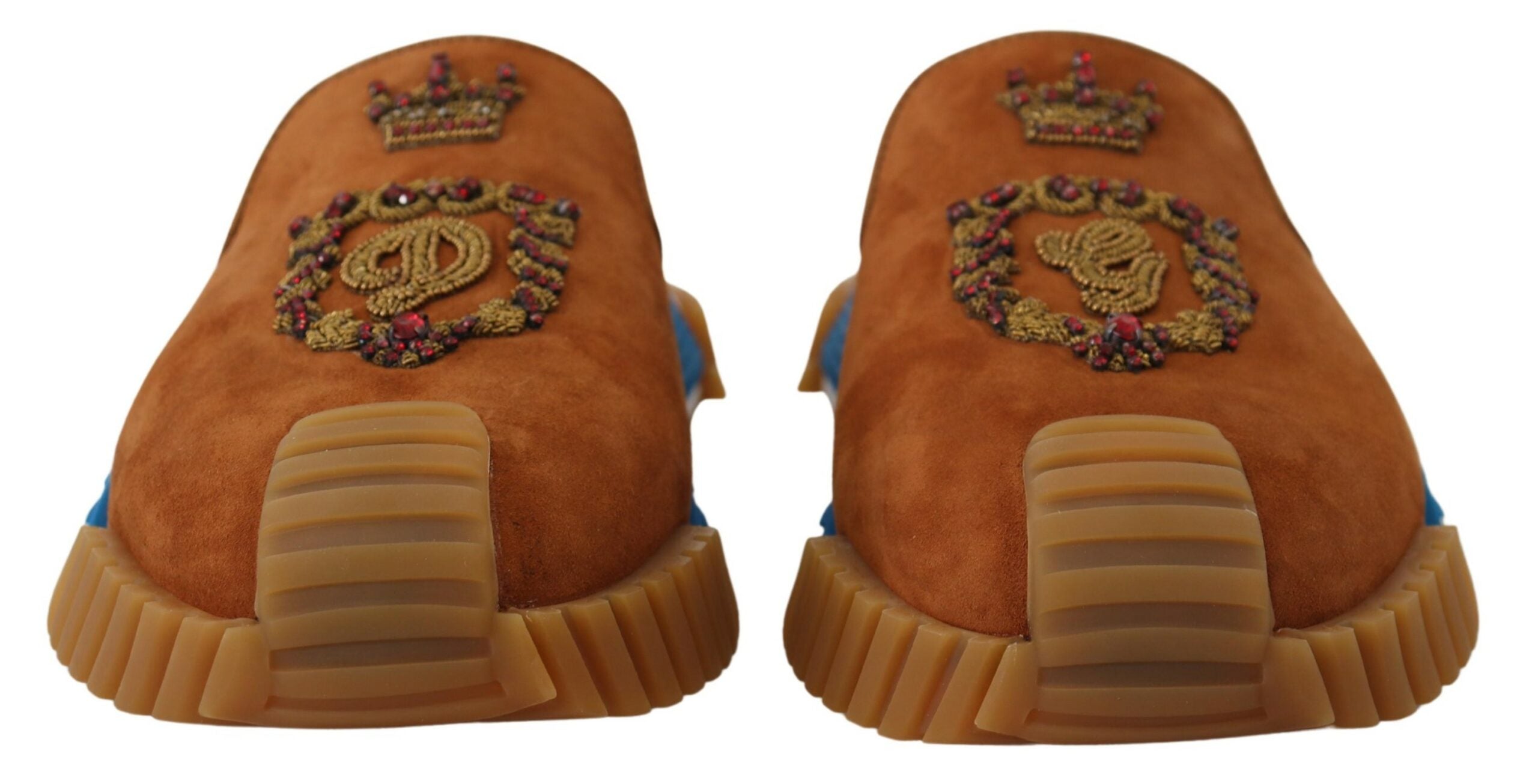 Dolce & Gabbana Beaded Elegance Suede Slides σε μπεζ χρώμα