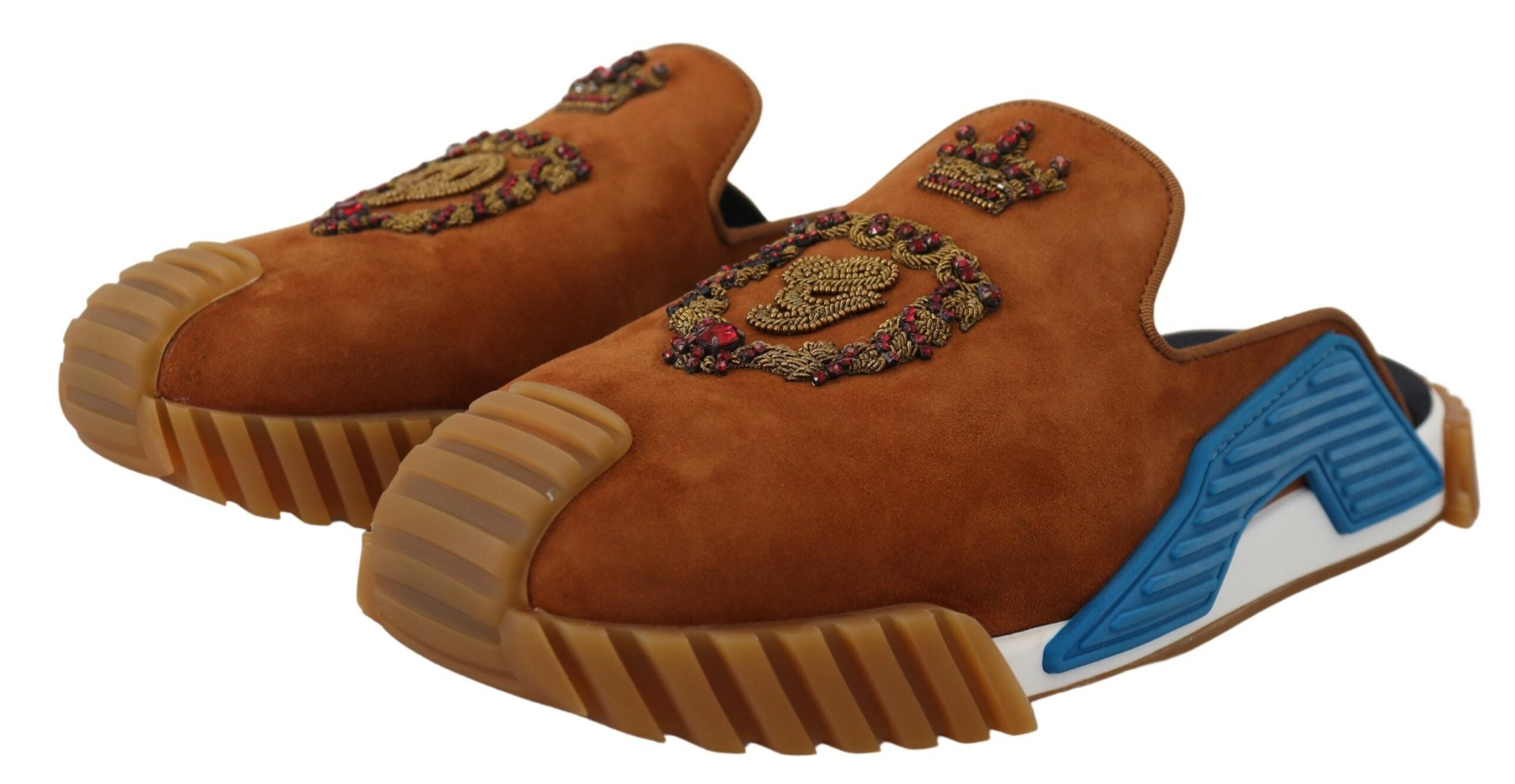 Dolce & Gabbana Beaded Elegance Suede Slides σε μπεζ χρώμα