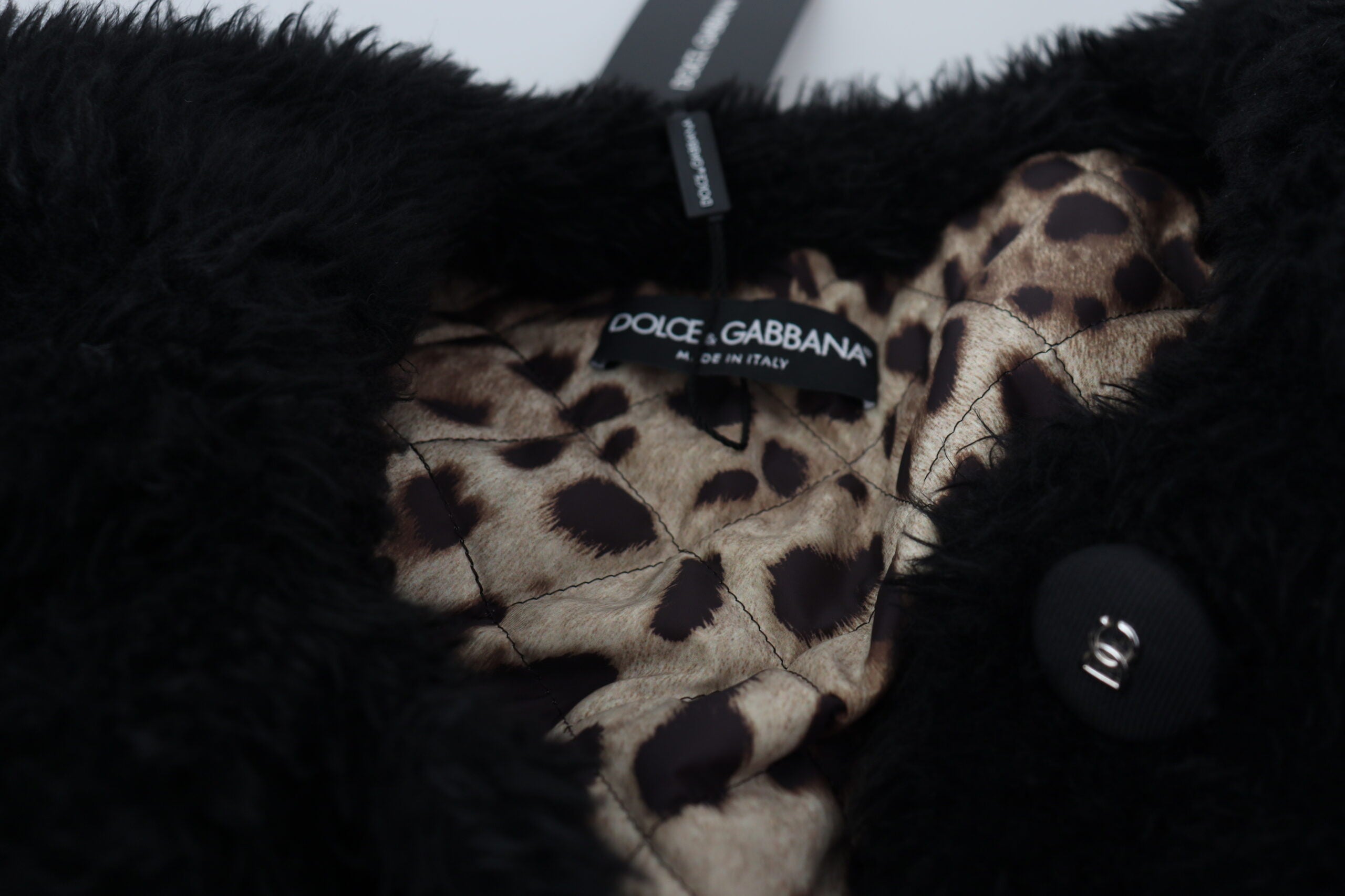 Dolce & Gabbana Κομψό Μπουφάν πανωφόρι από μαύρο κασμίρ