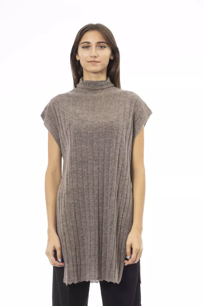 Alpha Studio Brown Wool Women's Turtleneck Sweater
