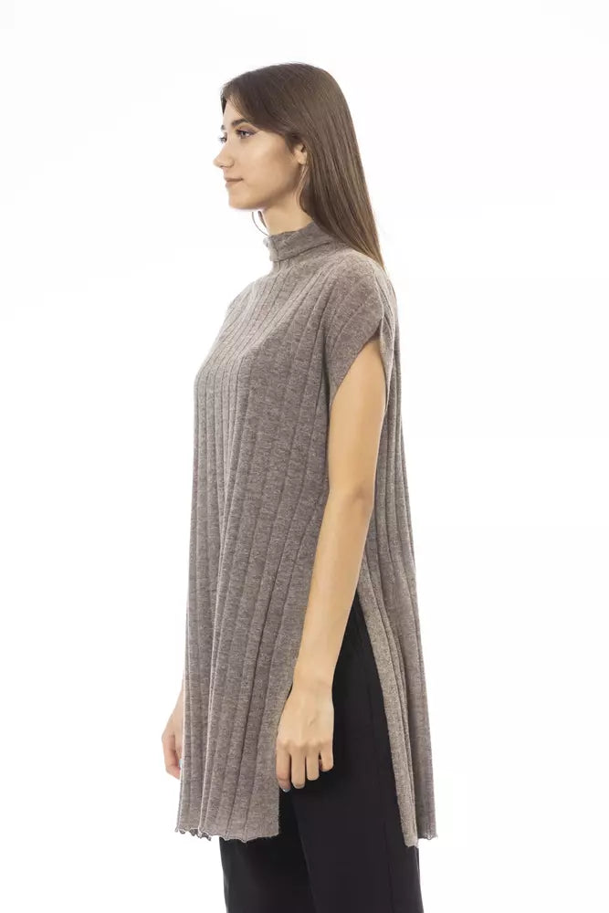 Alpha Studio Brown Wool Women's Turtleneck Sweater