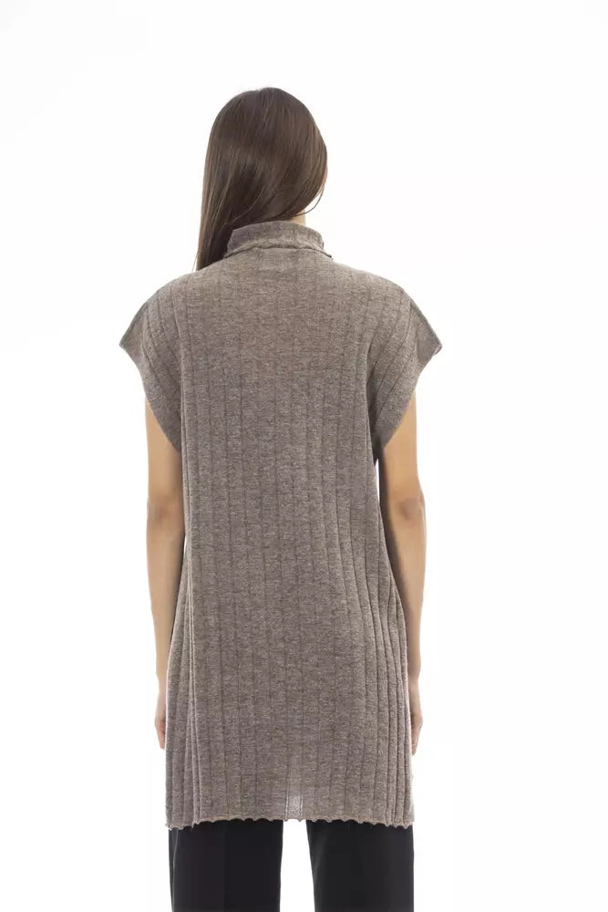 Alpha Studio Brown Wool Women's Turtleneck Sweater