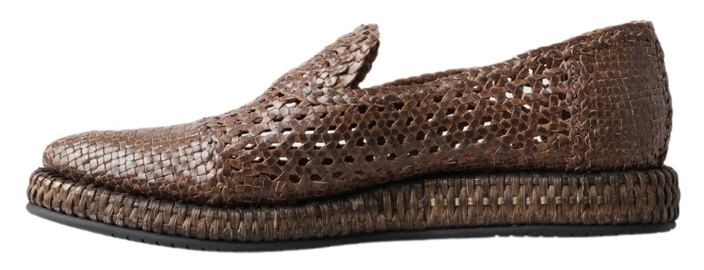 Κομψές δερμάτινες παντόφλες Loafers Dolce & Gabbana σε καφέ χρώμα
