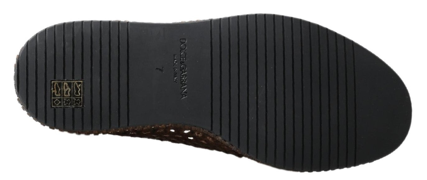 Κομψές δερμάτινες παντόφλες Loafers Dolce & Gabbana σε καφέ χρώμα