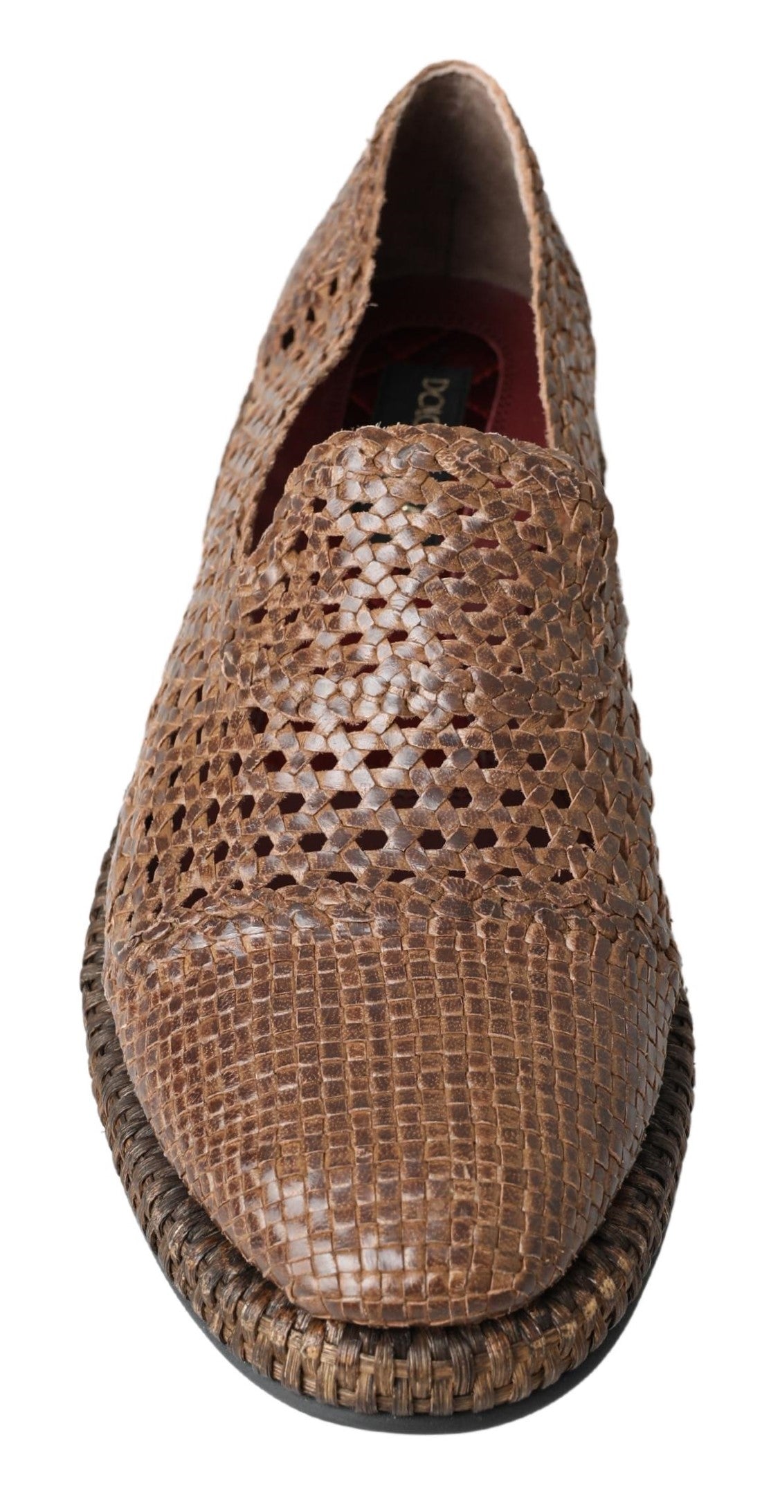 Κομψές δερμάτινες παντόφλες Loafers Dolce & Gabbana σε καφέ χρώμα