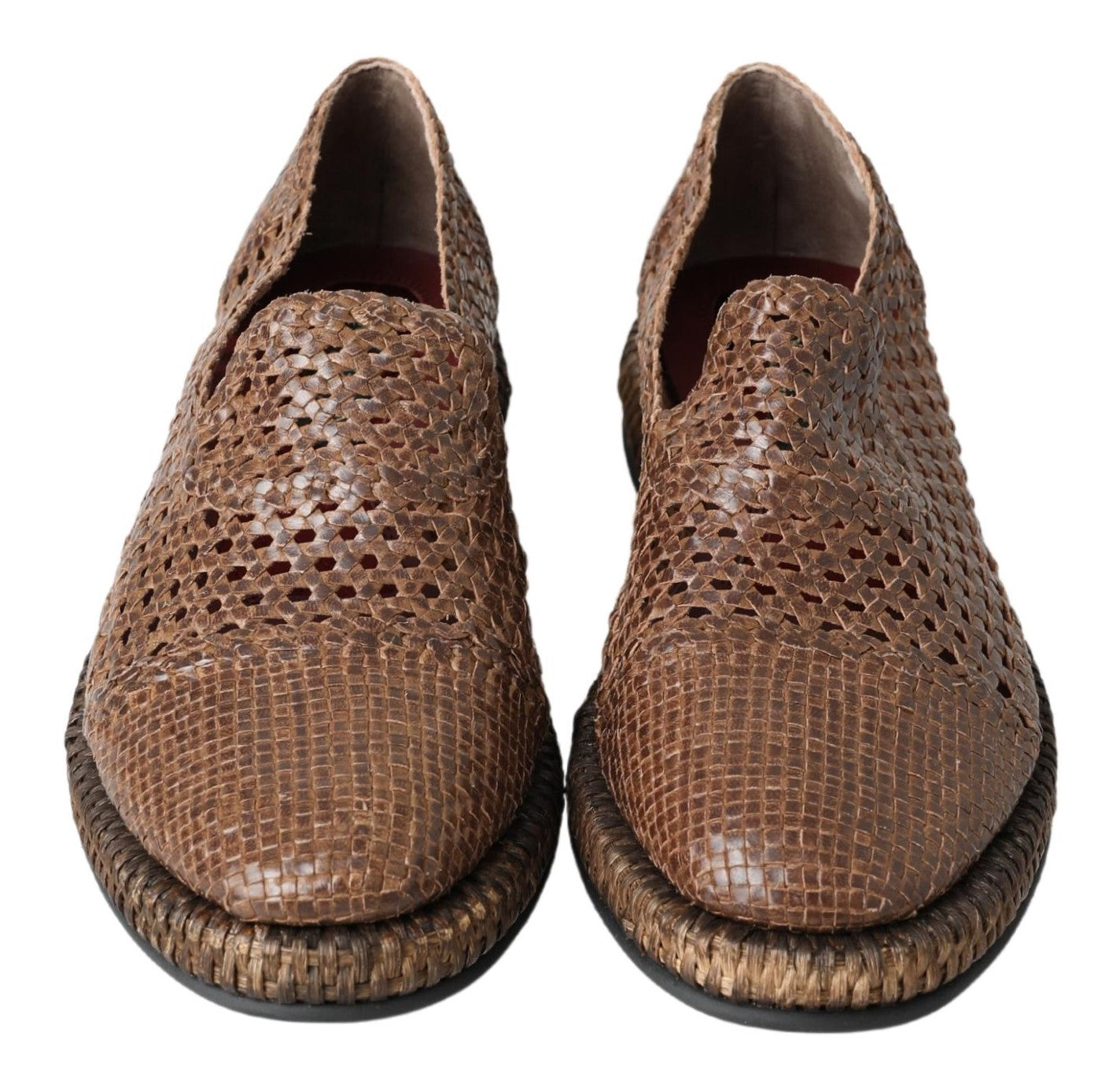 Κομψές δερμάτινες παντόφλες Loafers Dolce & Gabbana σε καφέ χρώμα