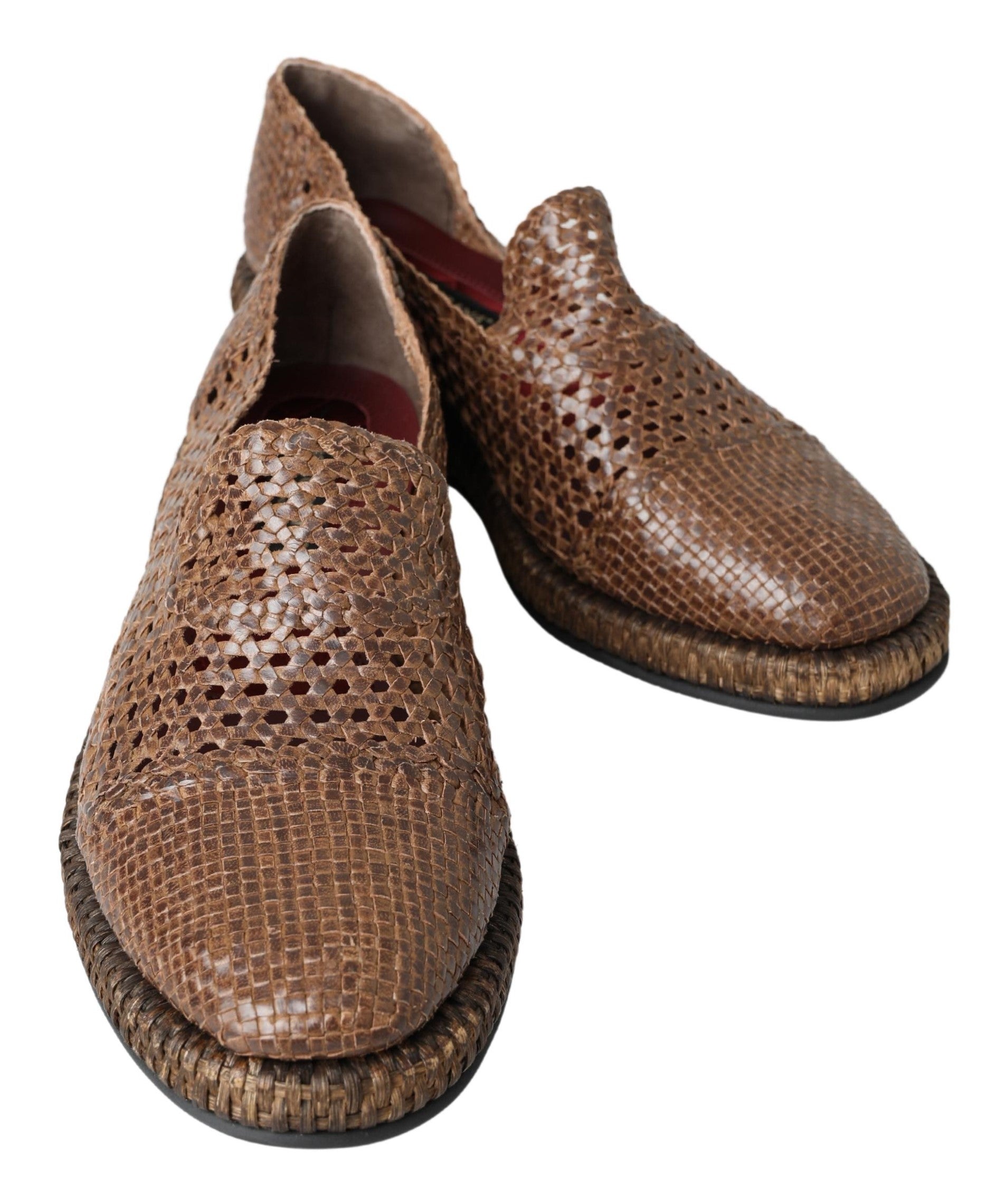 Κομψές δερμάτινες παντόφλες Loafers Dolce & Gabbana σε καφέ χρώμα