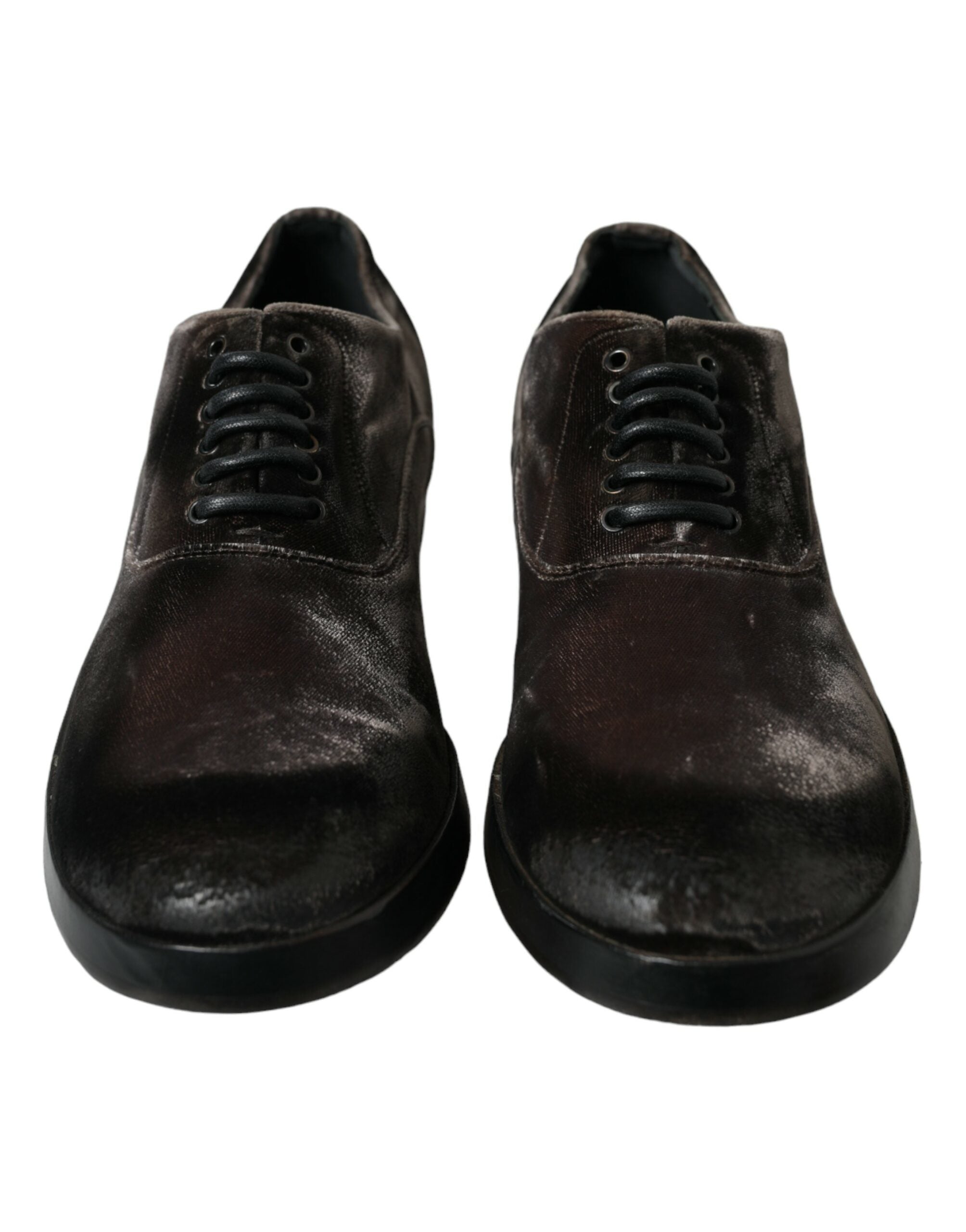 Dolce & Gabbana Κομψά, καφέ βελούδινα παπούτσια Oxford με κορδόνια
