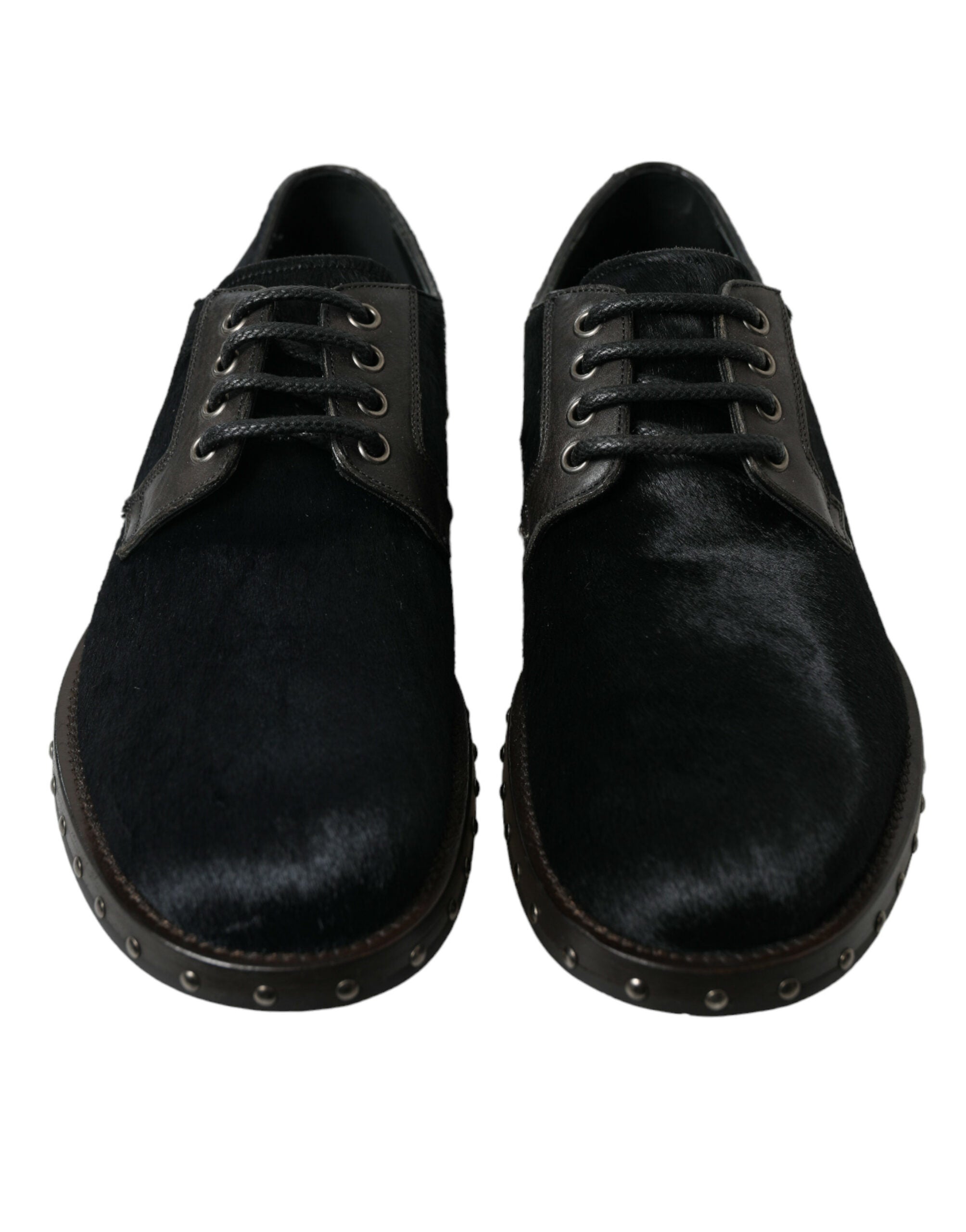 Dolce & Gabbana Κομψά παπούτσια Derby από μαύρη γούνα μοσχαριού