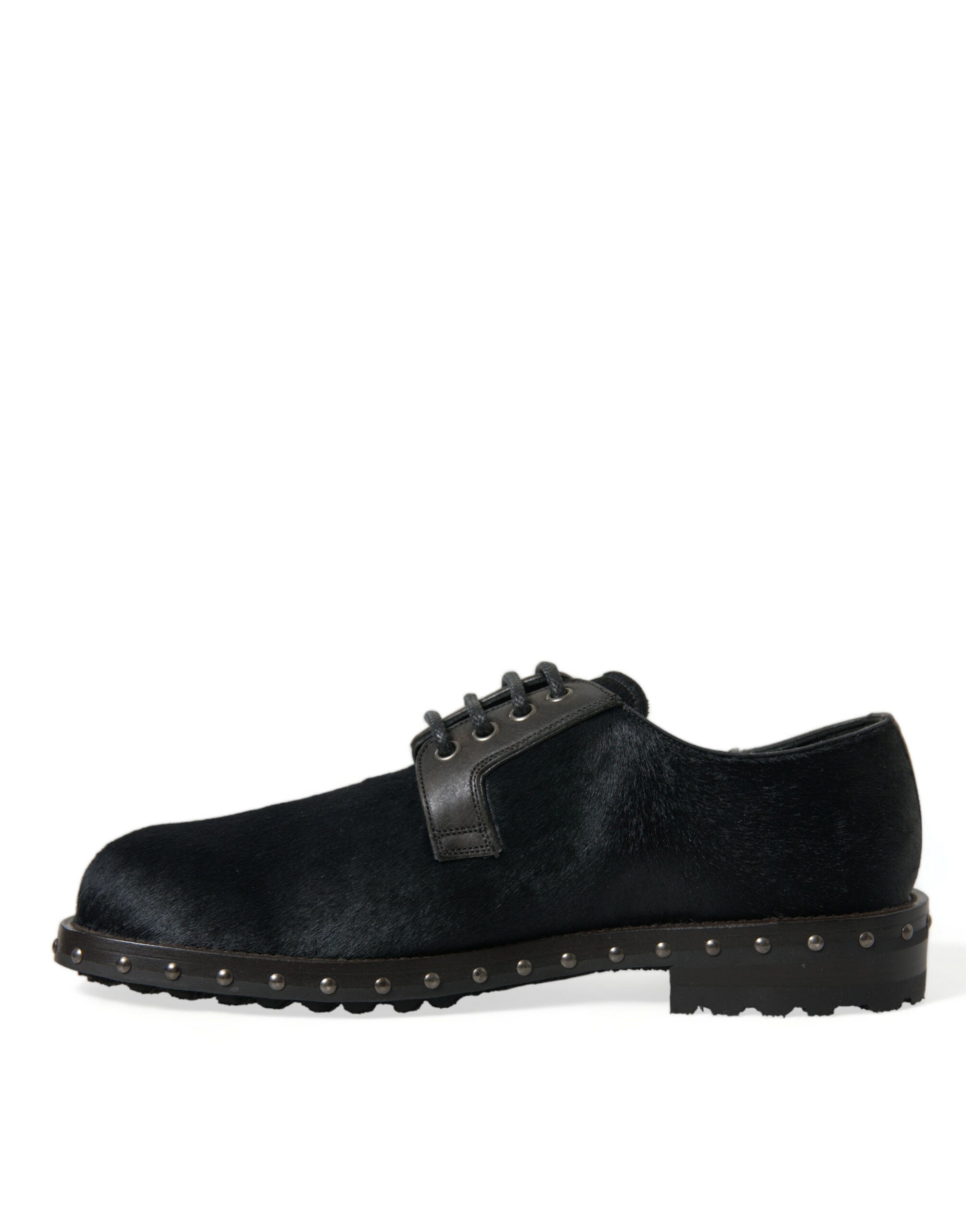 Dolce & Gabbana Κομψά παπούτσια Derby από μαύρη γούνα μοσχαριού