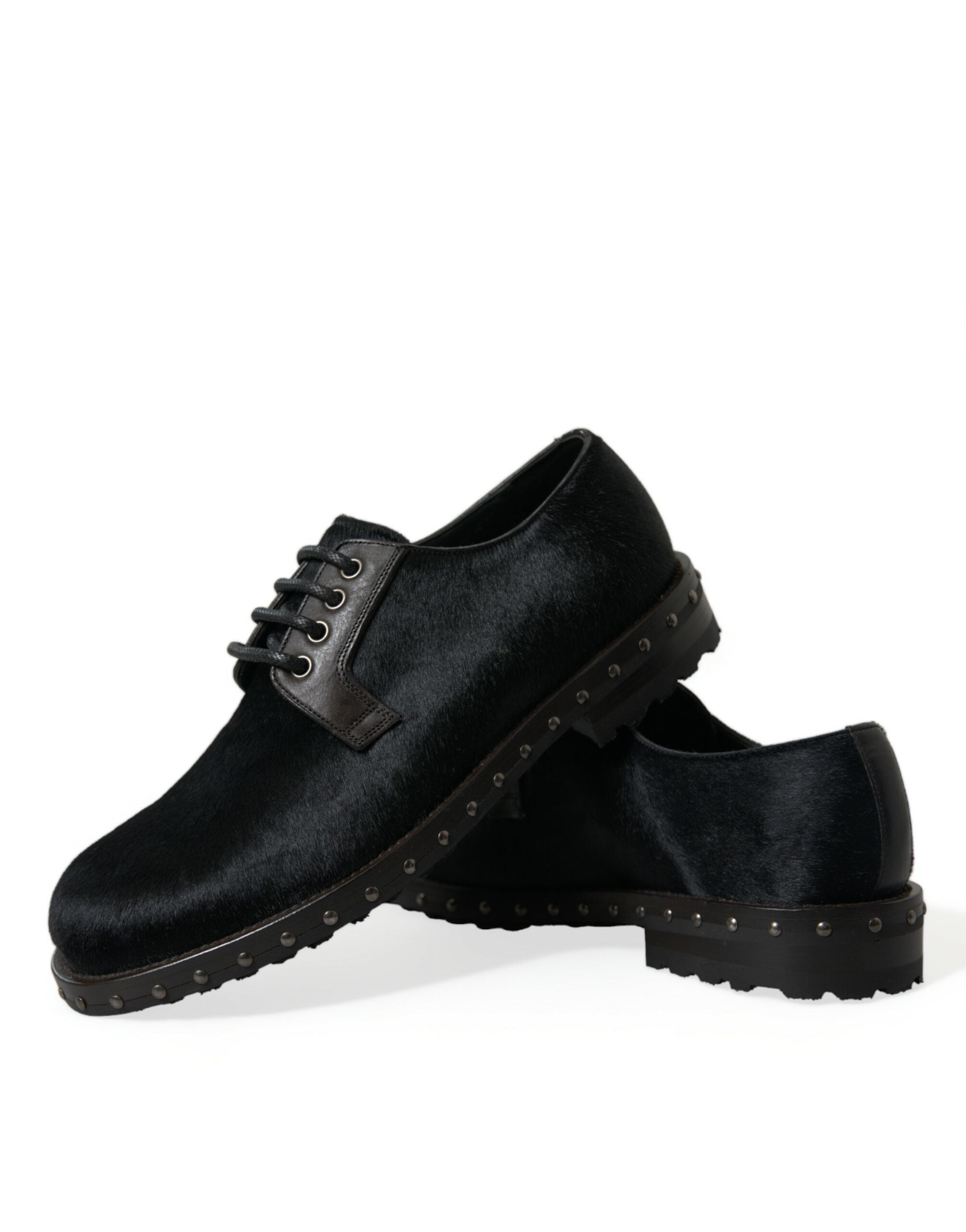 Dolce & Gabbana Κομψά παπούτσια Derby από μαύρη γούνα μοσχαριού
