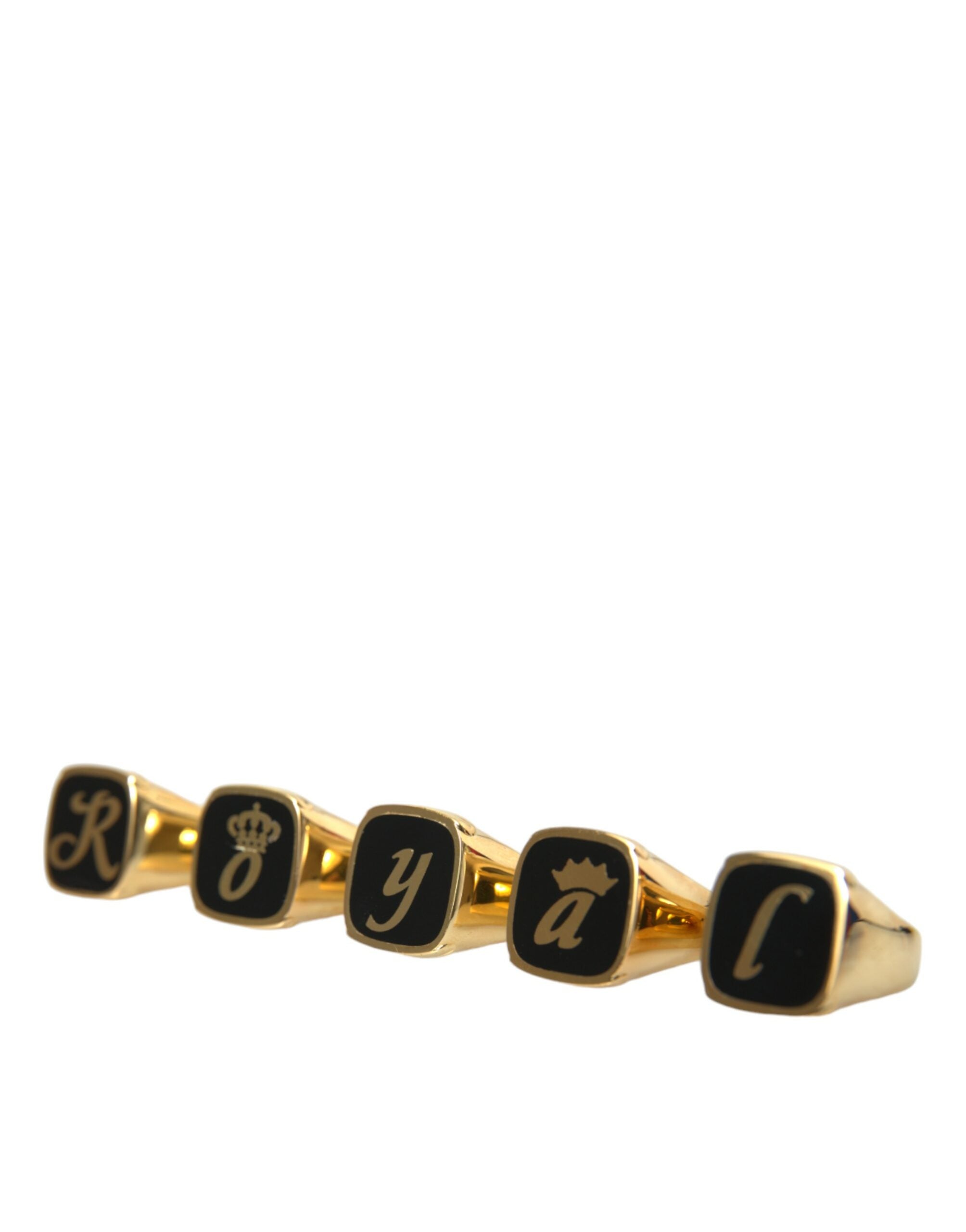 Dolce & Gabbana Gold Brass ROYAL Σετ δαχτυλιδιών με 5 δαχτυλίδια