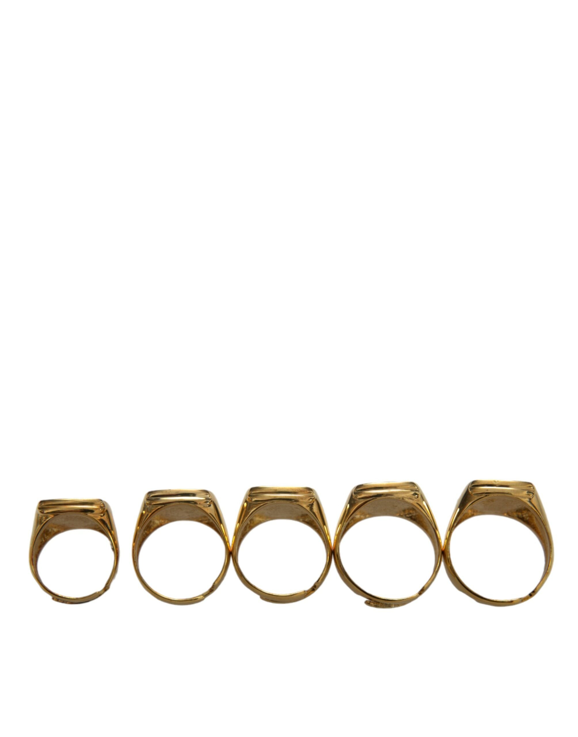 Dolce & Gabbana Gold Brass ROYAL Σετ δαχτυλιδιών με 5 δαχτυλίδια