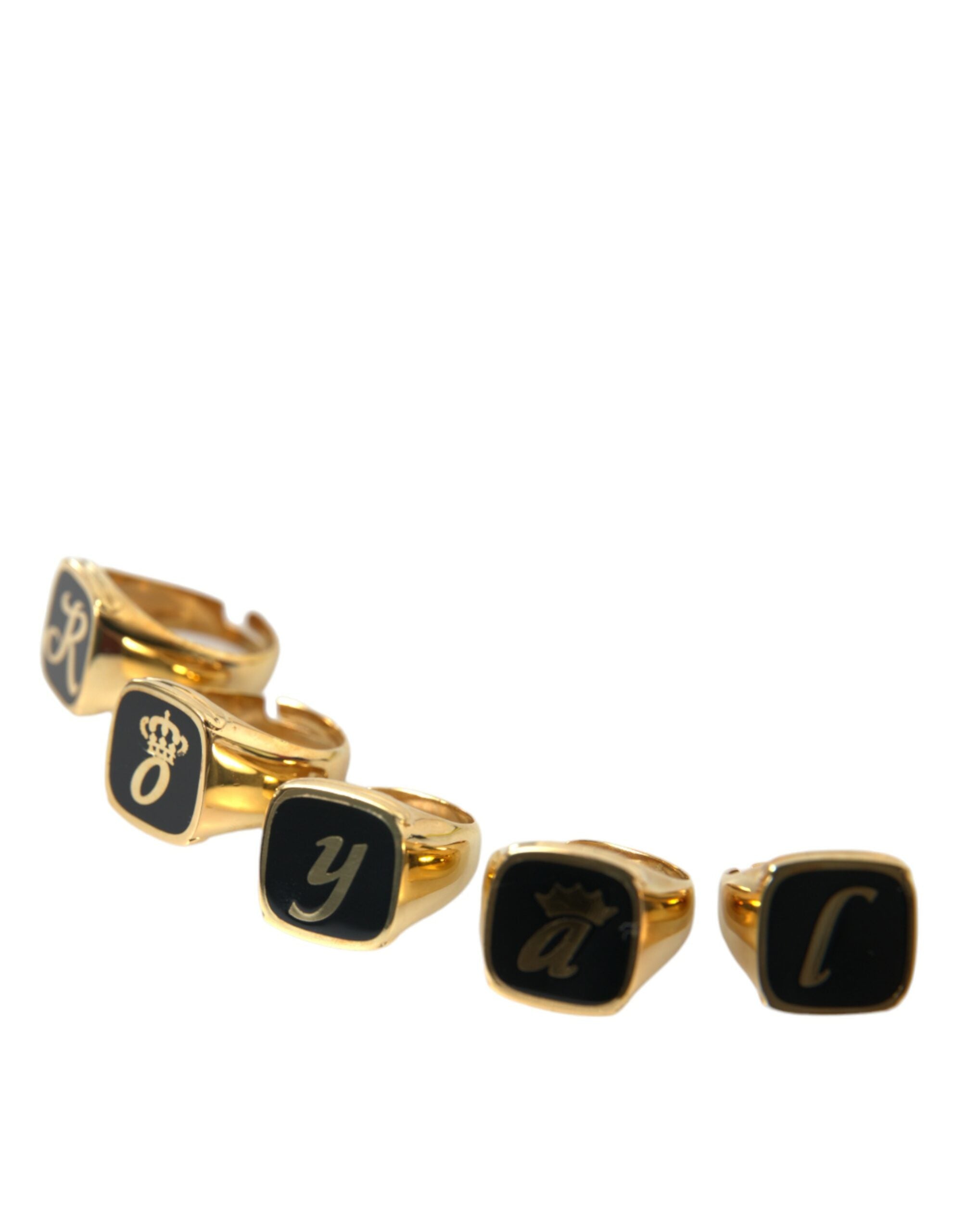 Dolce & Gabbana Gold Brass ROYAL Σετ δαχτυλιδιών με 5 δαχτυλίδια