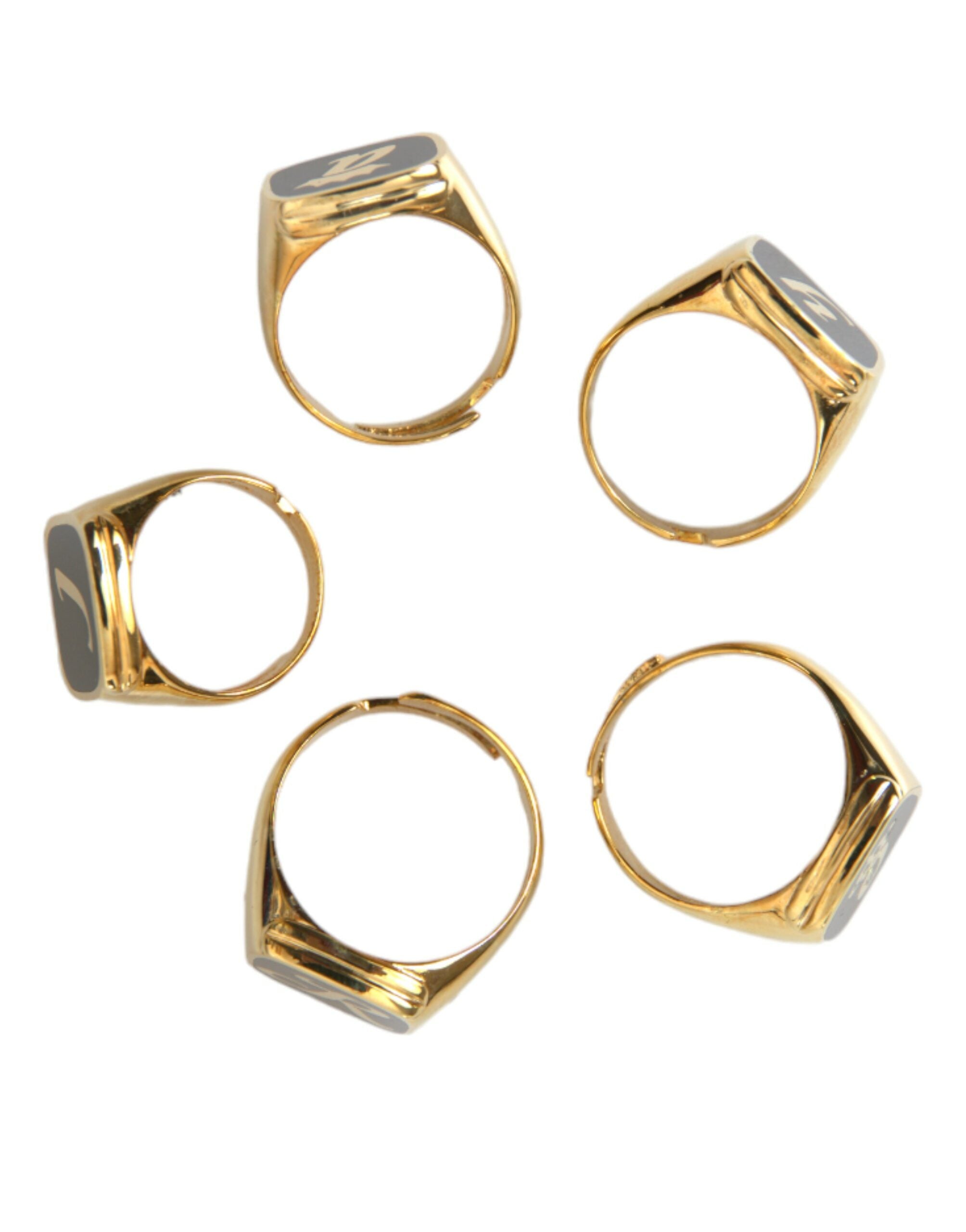Dolce & Gabbana Gold Brass ROYAL Σετ δαχτυλιδιών με 5 δαχτυλίδια