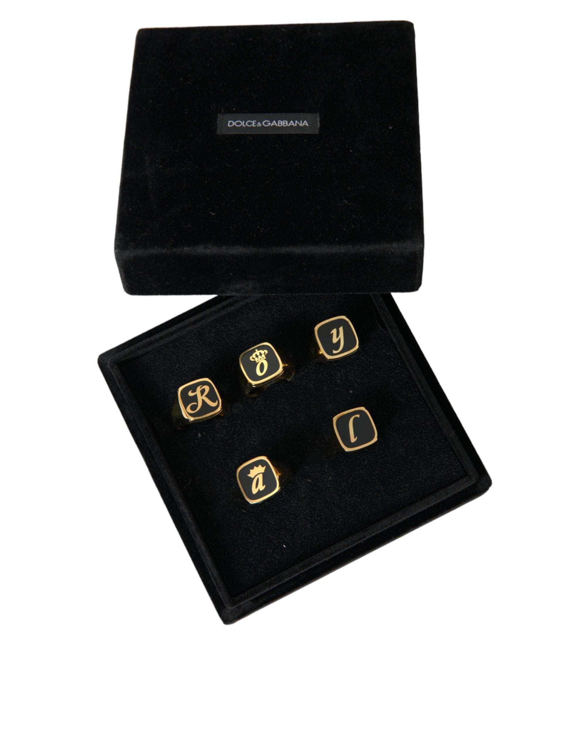 Dolce & Gabbana Gold Brass ROYAL Σετ δαχτυλιδιών με 5 δαχτυλίδια