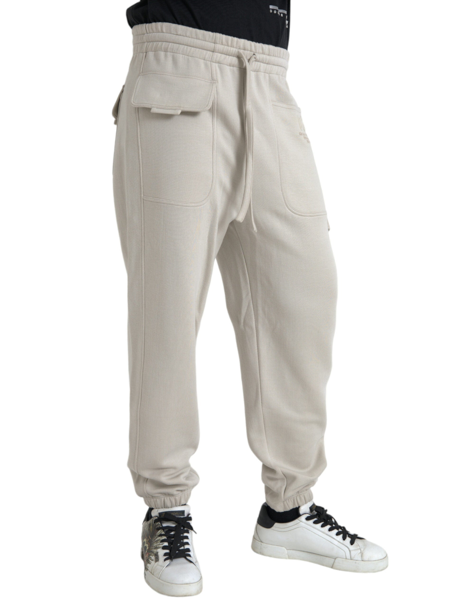 Παντελόνι φούτερ Dolce & Gabbana Off White Viscose Cargo Jogger