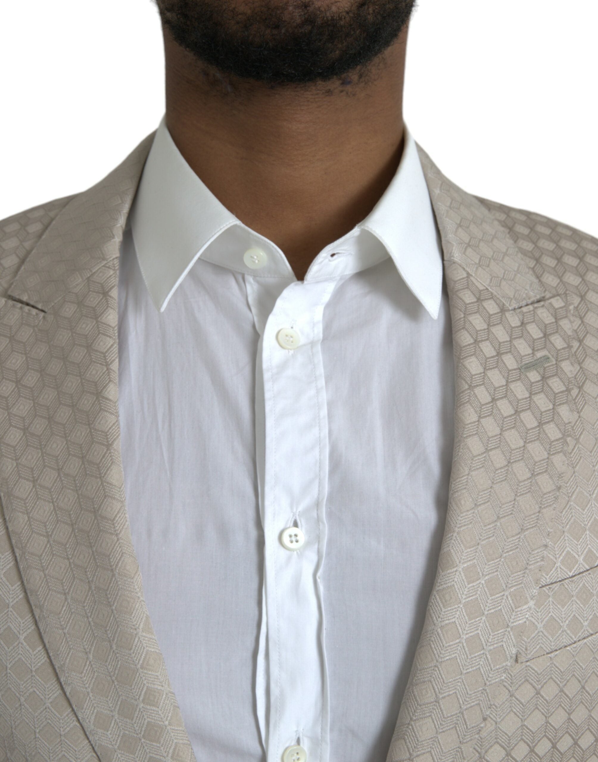 Dolce & Gabbana Beige MARTINI Blazer με μονό στήθος