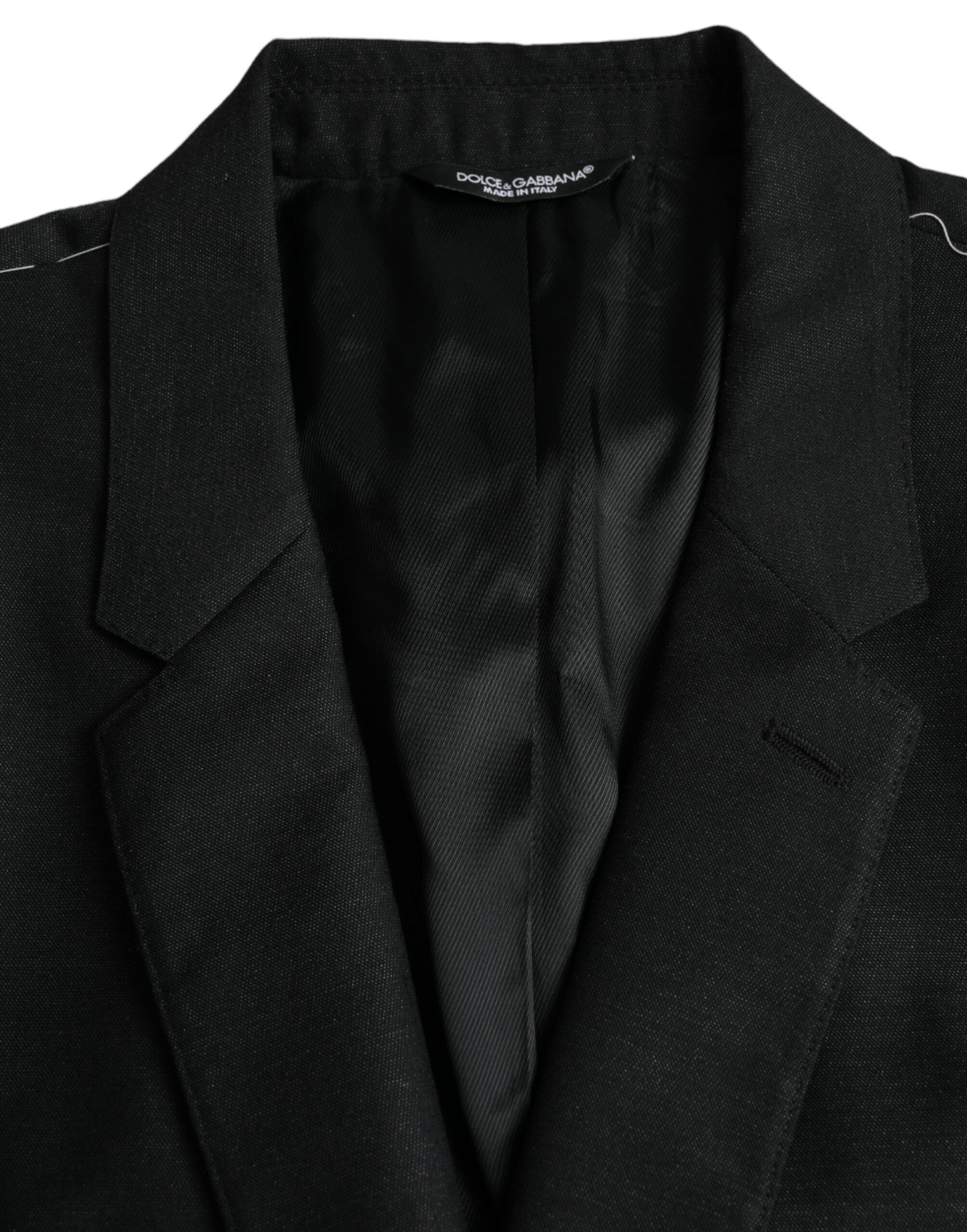 Dolce & Gabbana Μαύρη μάλλινη εγκοπή με μονόστηθο παλτό