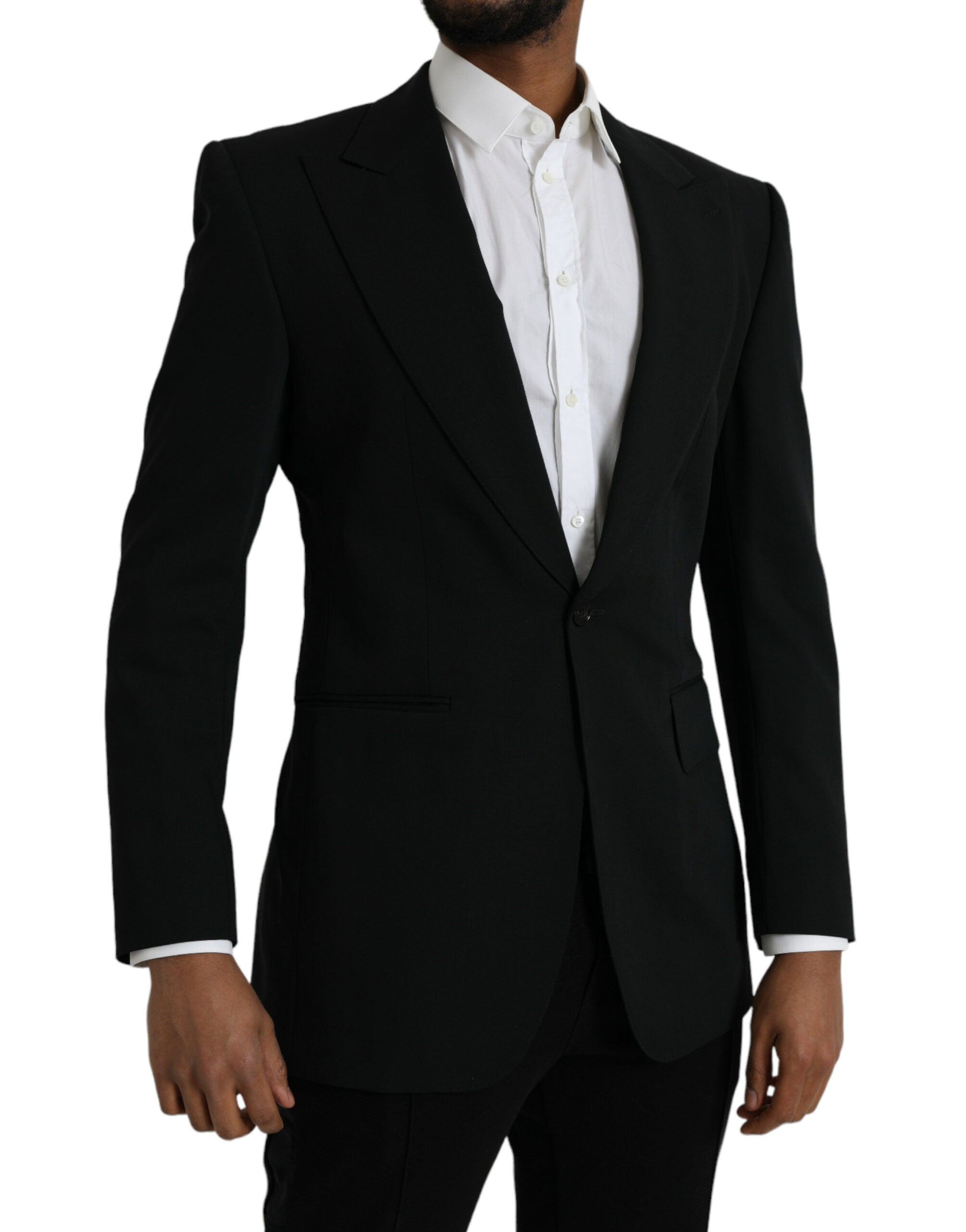 Dolce & Gabbana Black Wool Peak Single Breasted Blazer