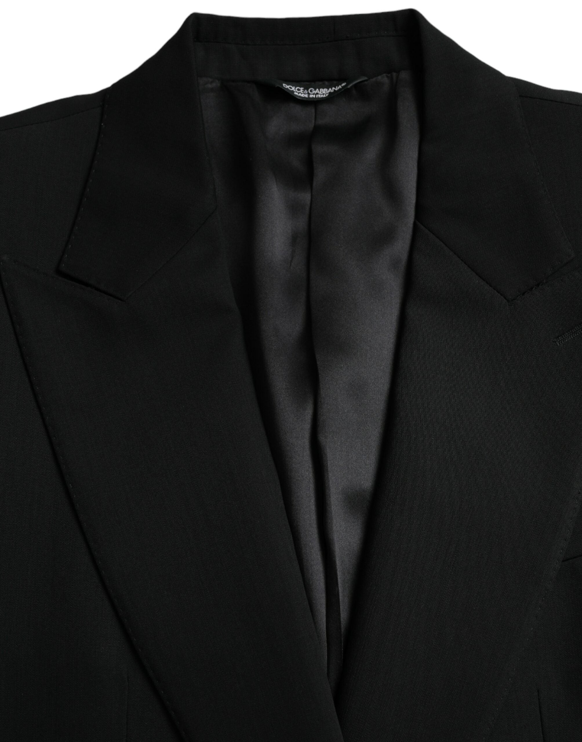 Dolce & Gabbana Black Wool Peak Single Breasted Blazer