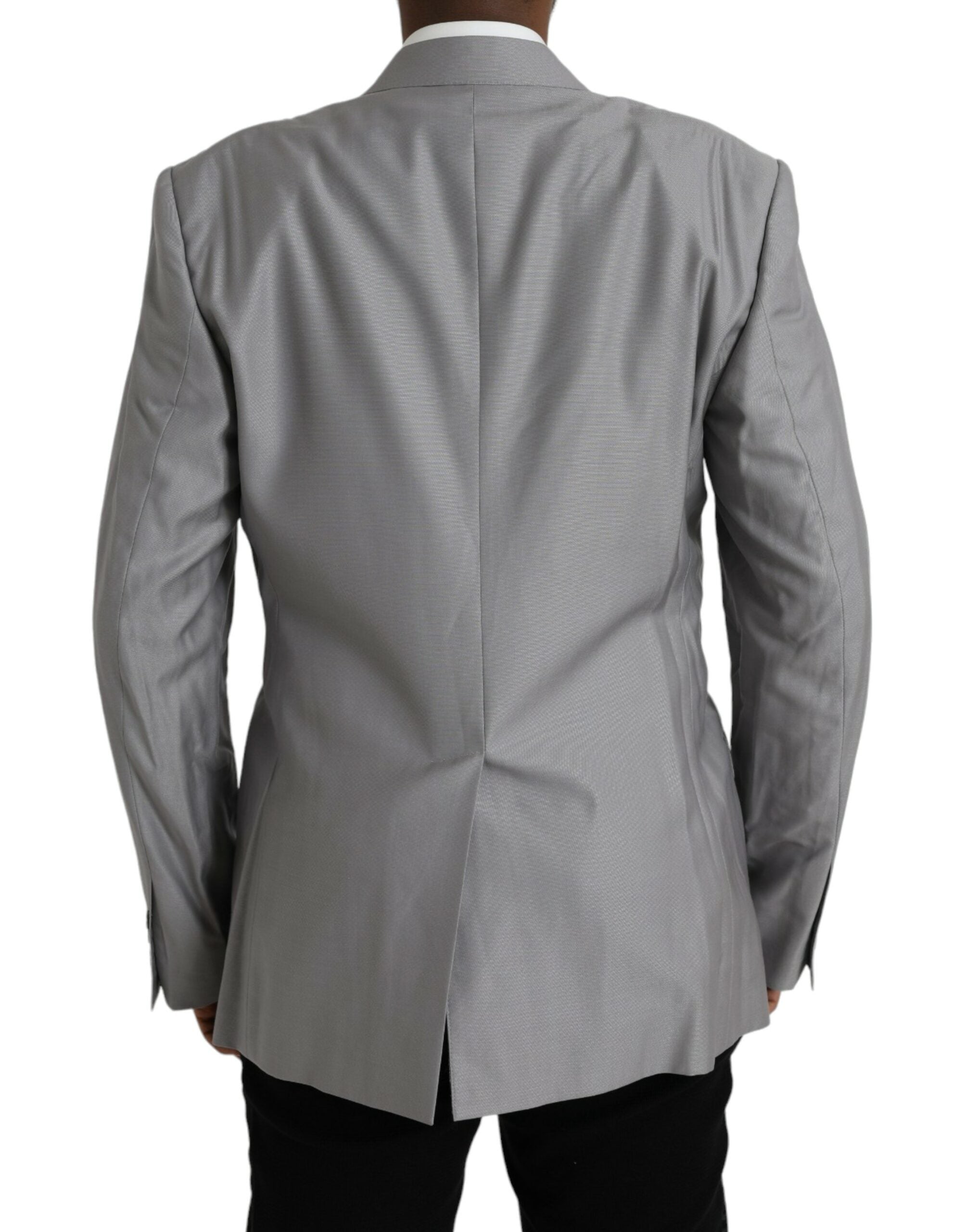 Μπλέιζερ με μονό στήθος Dolce & Gabbana Grey Wool Peak