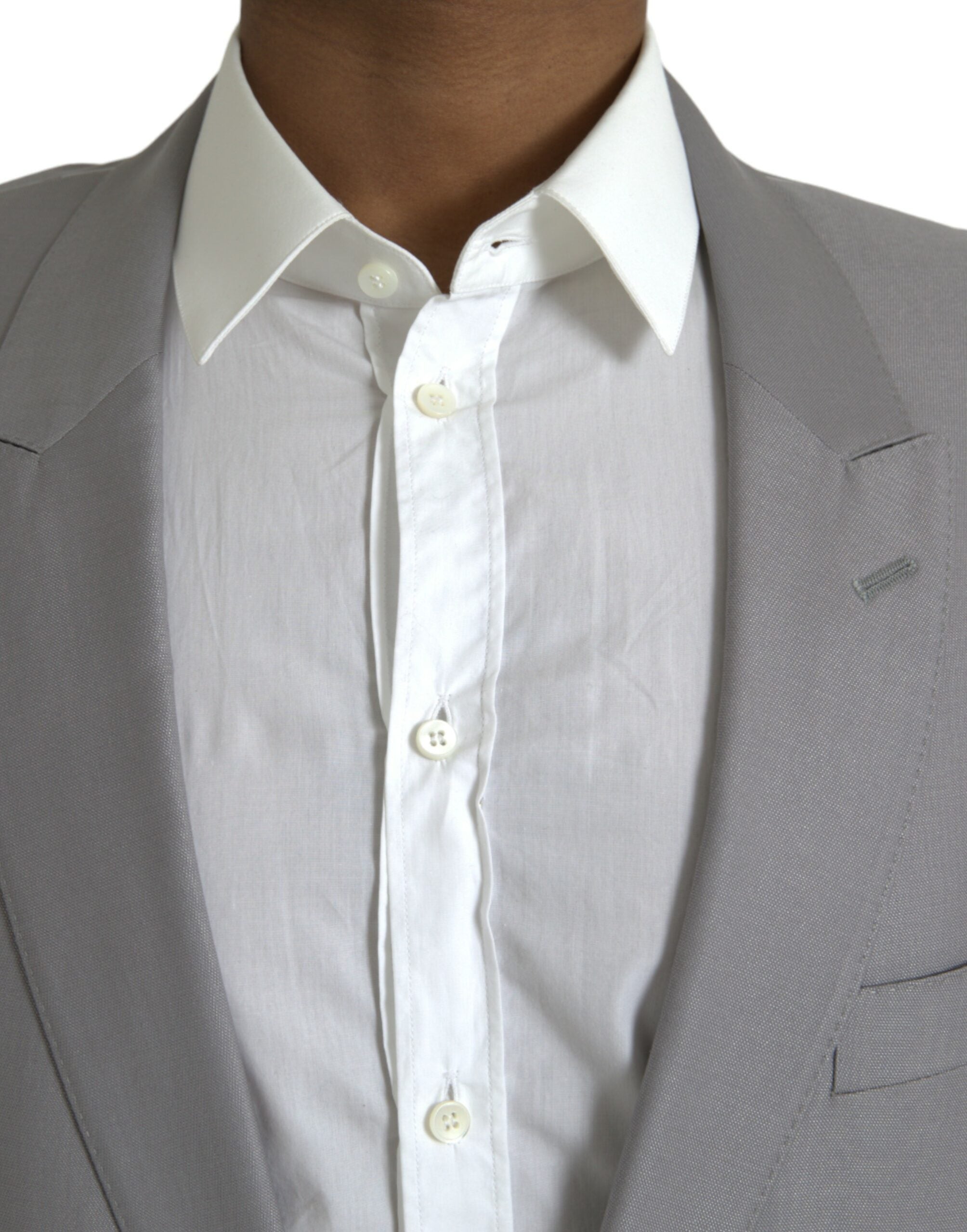 Μπλέιζερ με μονό στήθος Dolce & Gabbana Grey Wool Peak