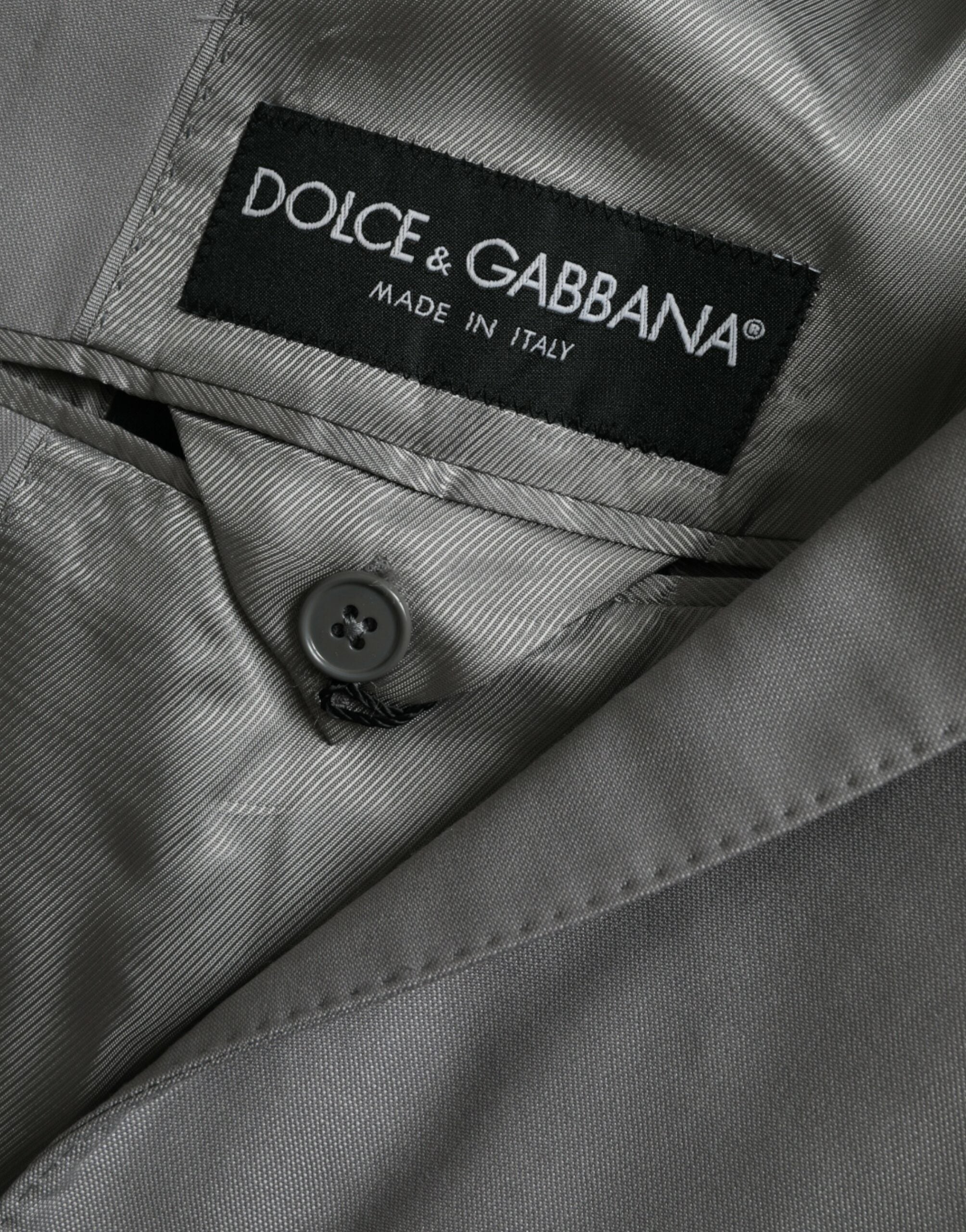 Μπλέιζερ με μονό στήθος Dolce & Gabbana Grey Wool Peak