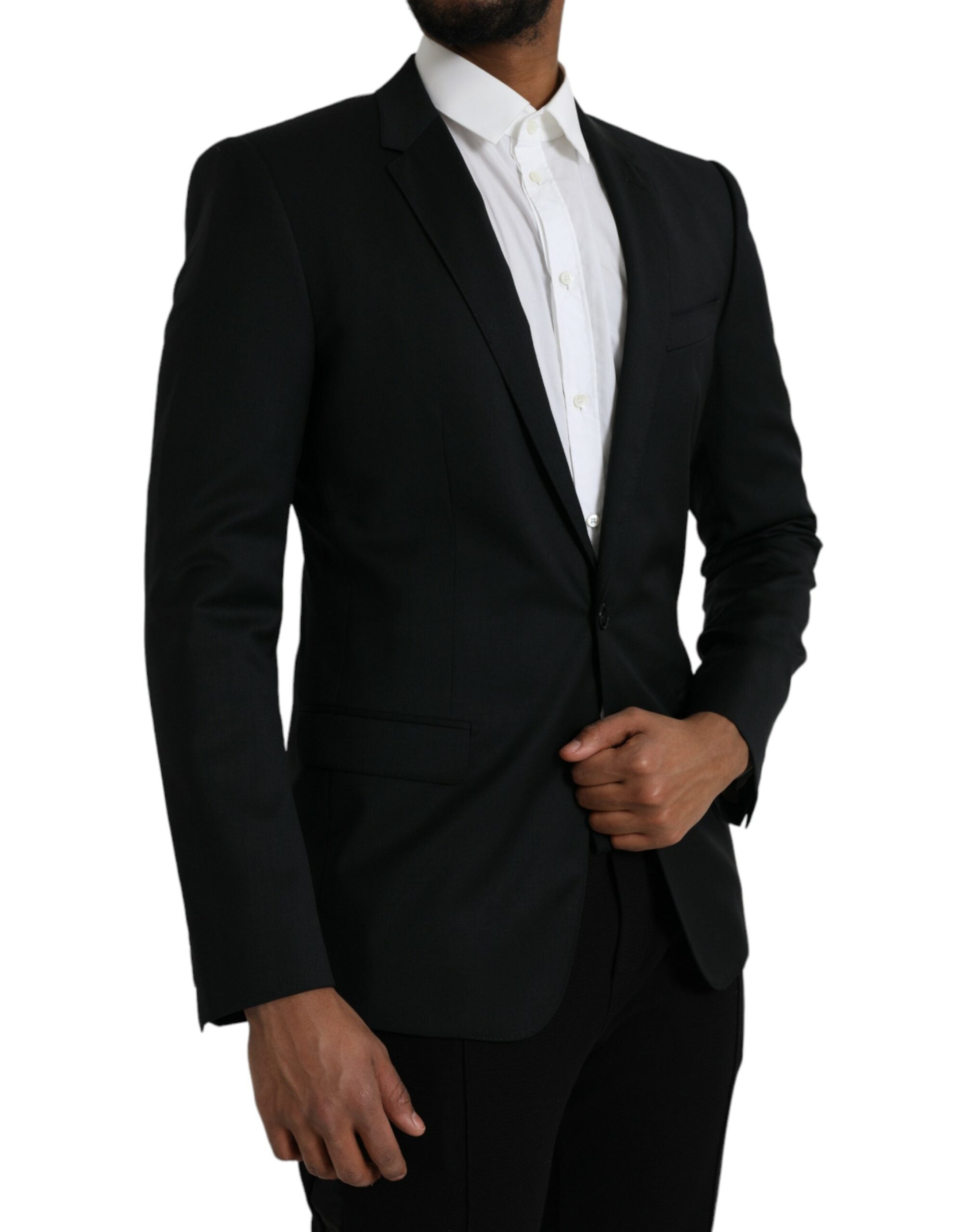 Dolce & Gabbana Black Wool MARTINI Σακάκι με μονό στήθος