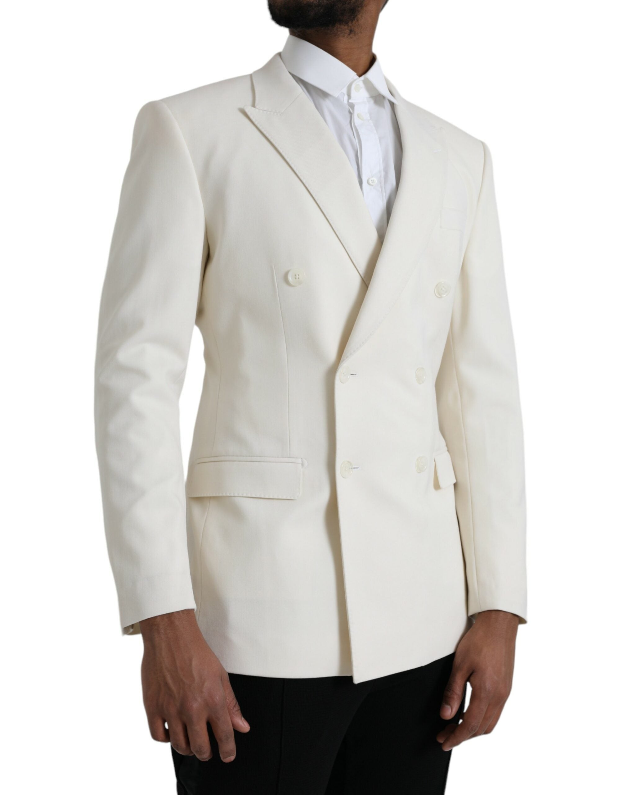 Μπλέιζερ με διπλό στήθος Dolce & Gabbana White Wool MARTINI