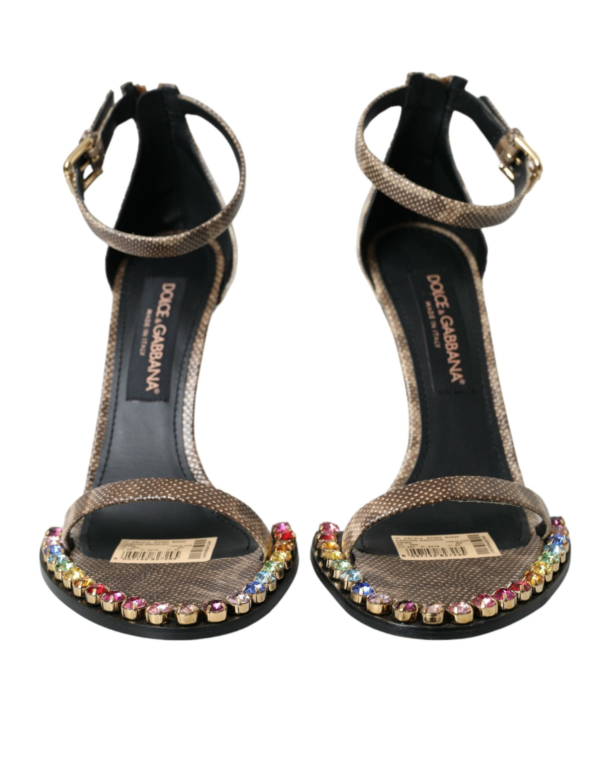 Παπούτσια Dolce & Gabbana Brown από εξωτικά δερμάτινα κρυστάλλινα παπούτσια