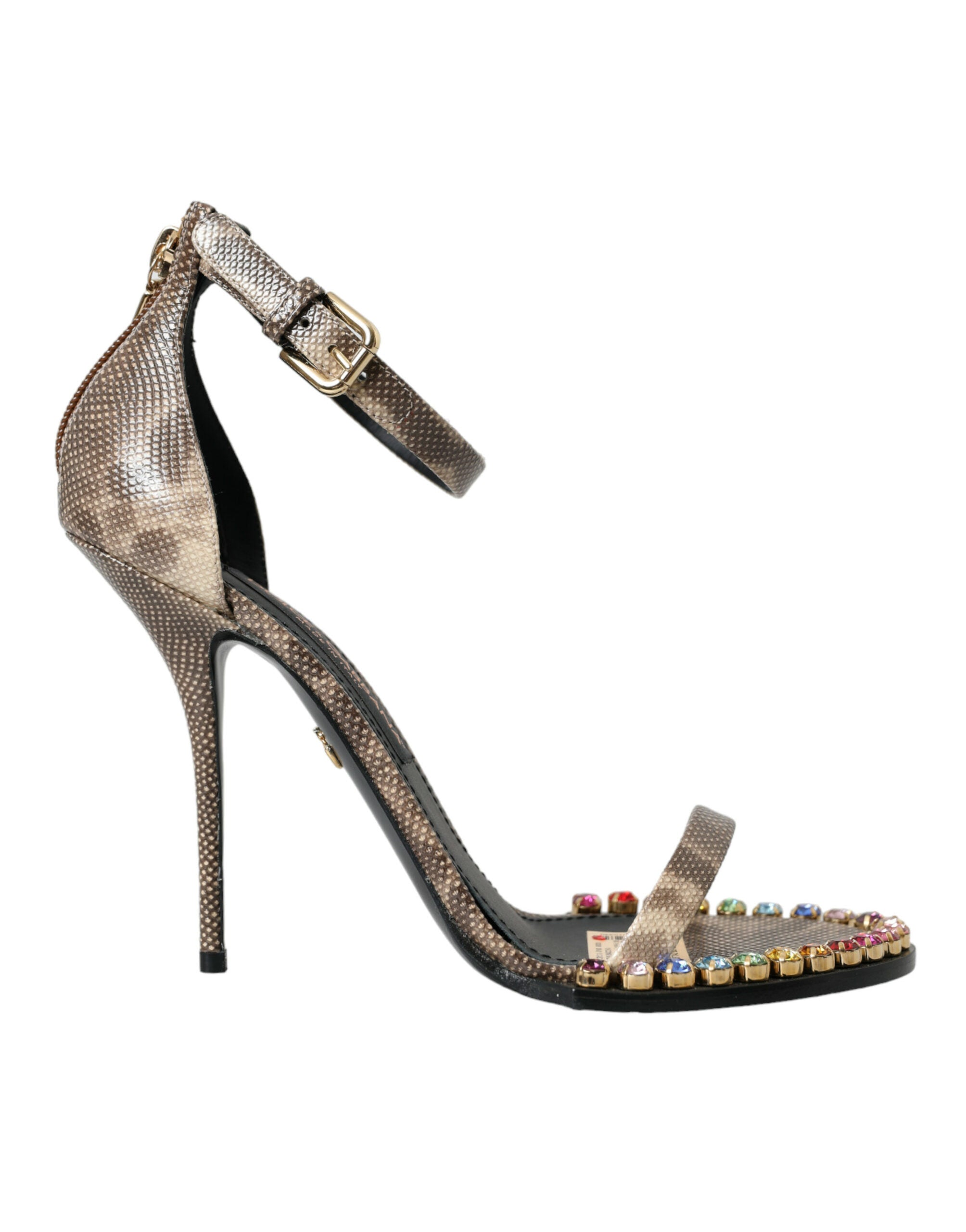 Παπούτσια Dolce & Gabbana Brown από εξωτικά δερμάτινα κρυστάλλινα παπούτσια