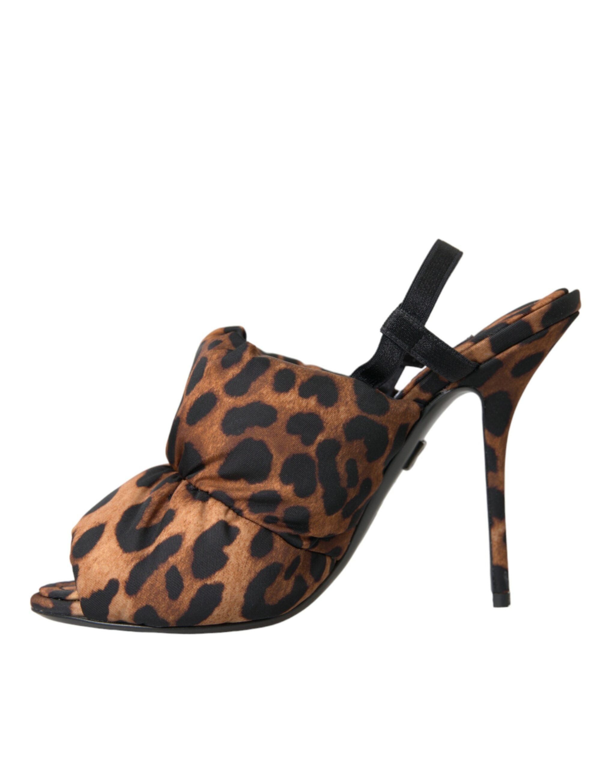 Dolce & Gabbana Brown Leopard Γόβες Σανδάλια Παπούτσια