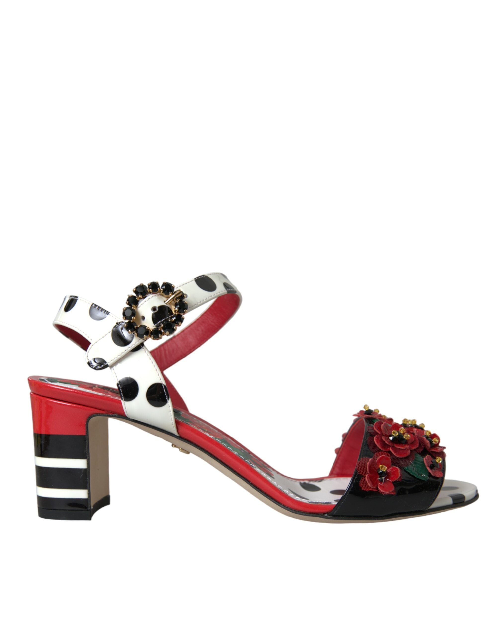 Παπούτσια Dolce & Gabbana πολύχρωμα φλοράλ δερμάτινα σανδάλια από κρύσταλλο