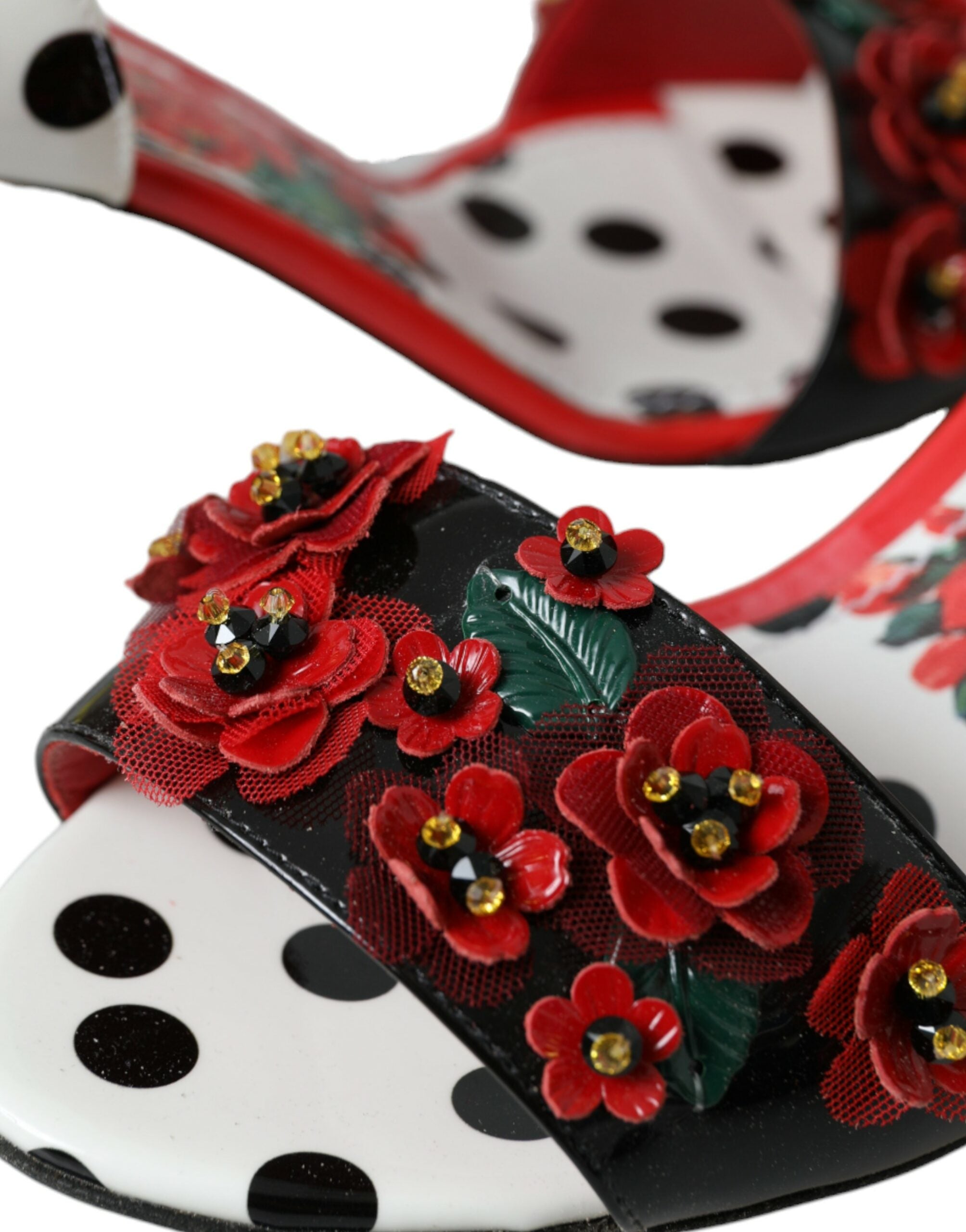 Παπούτσια Dolce & Gabbana πολύχρωμα φλοράλ δερμάτινα σανδάλια από κρύσταλλο