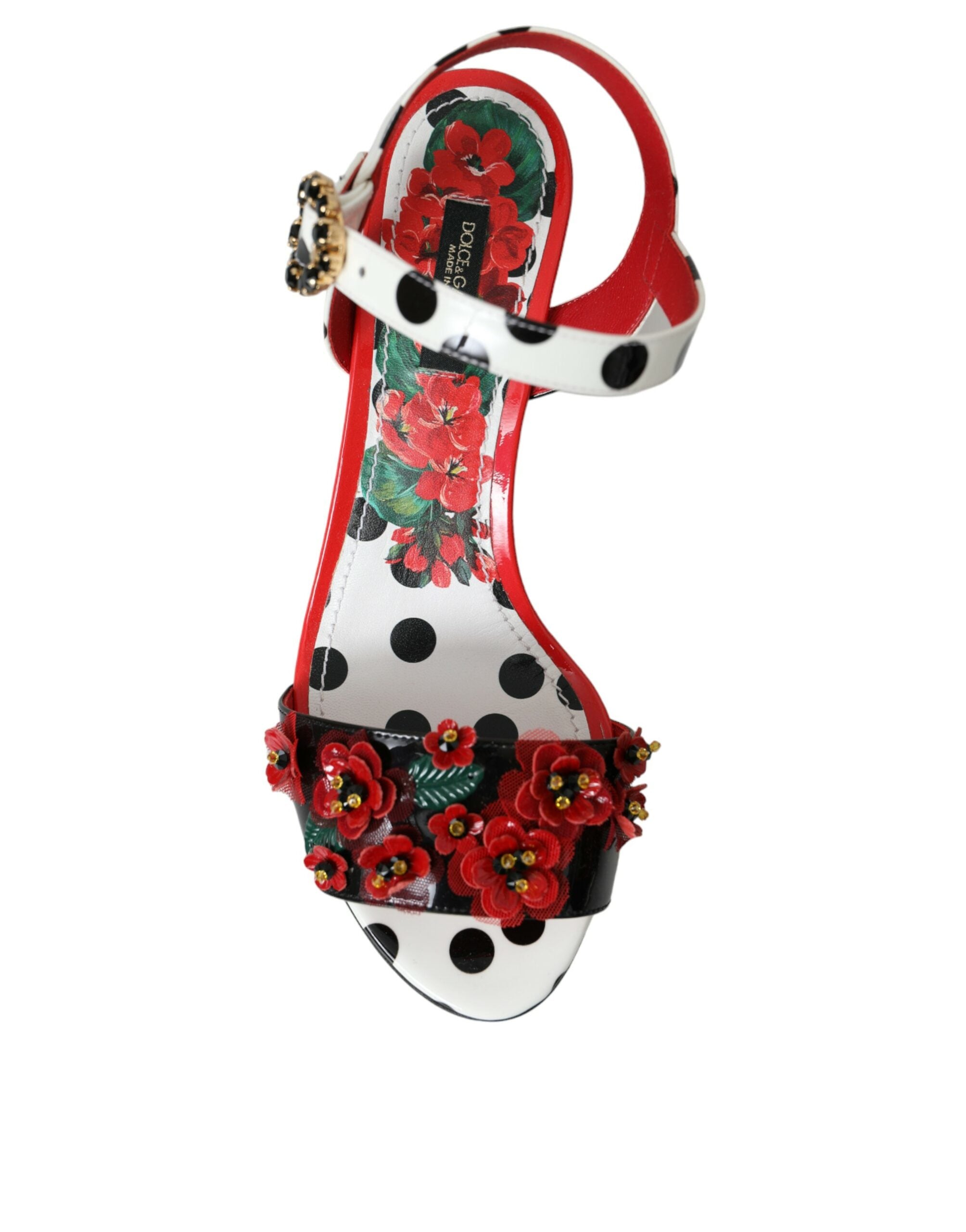 Παπούτσια Dolce & Gabbana πολύχρωμα φλοράλ δερμάτινα σανδάλια από κρύσταλλο
