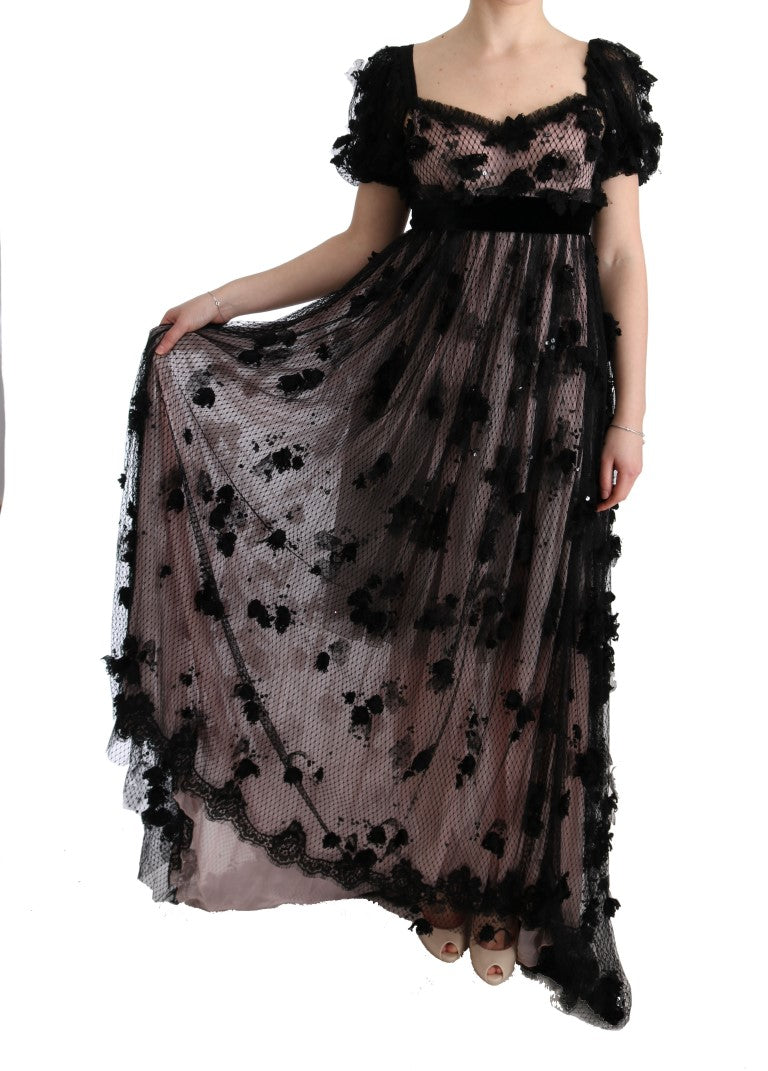 Dolce & Gabbana Κομψό φλοράλ απλικέ φόρεμα ολόσωμο