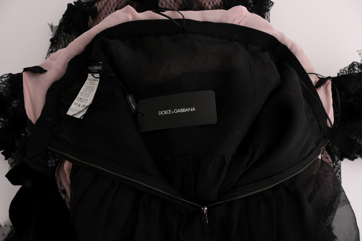 Dolce & Gabbana Κομψό φλοράλ απλικέ φόρεμα ολόσωμο