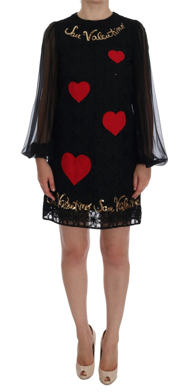 Φόρεμα Dolce & Gabbana Black Lace με παγιέτες Shift